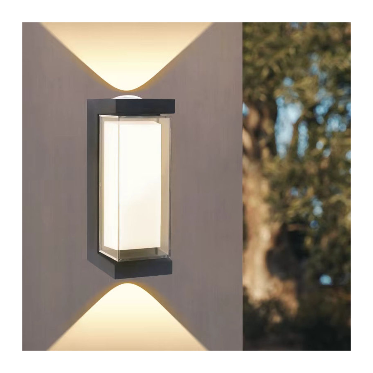 EnwYe Moderne LED Außenwandleuchte Wasserdicht in Schwarz für Garten Balkon und Veranda - Bild 2