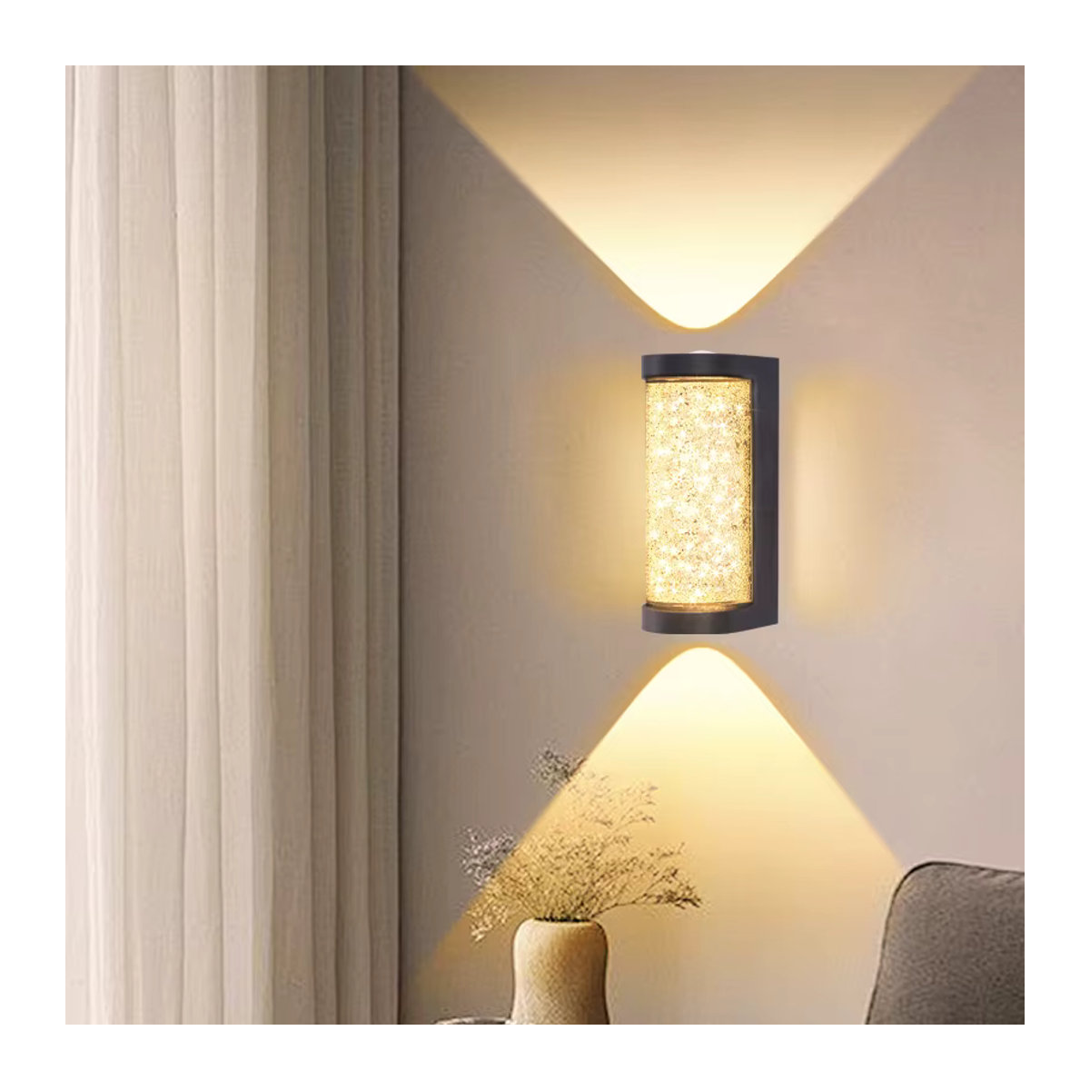 EnwYe Nordic Kristall Wandleuchte LED 10W Modern Minimalistisch Schwarz Glas - Bild 2