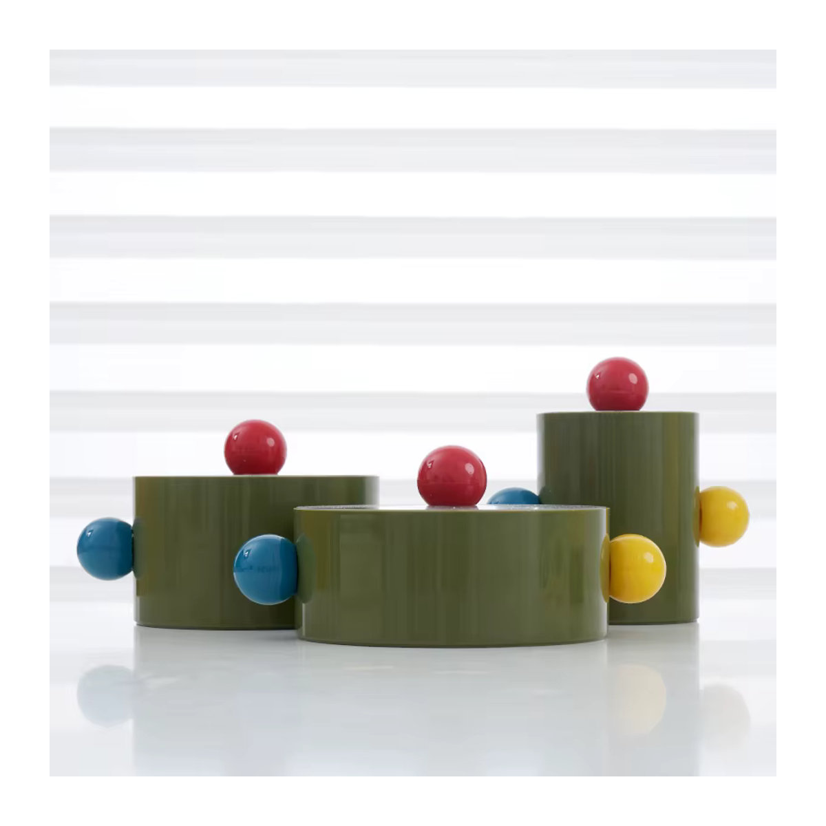 Epeiushome Desktop Aufbewahrungsbox aus Glas und Kunststoff im Nordic-Stil, rund, mehrfarbig - Bild 2