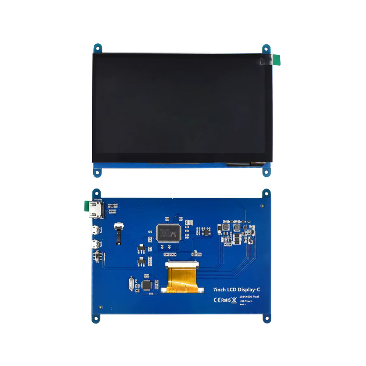 EQV 7 Zoll TFT LCD Modul mit kapazitivem Touchscreen, IPS Display, 1024 x 600 Pixel, Schwarz, für Raspberry Pi 3 B/4B - Bild 4
