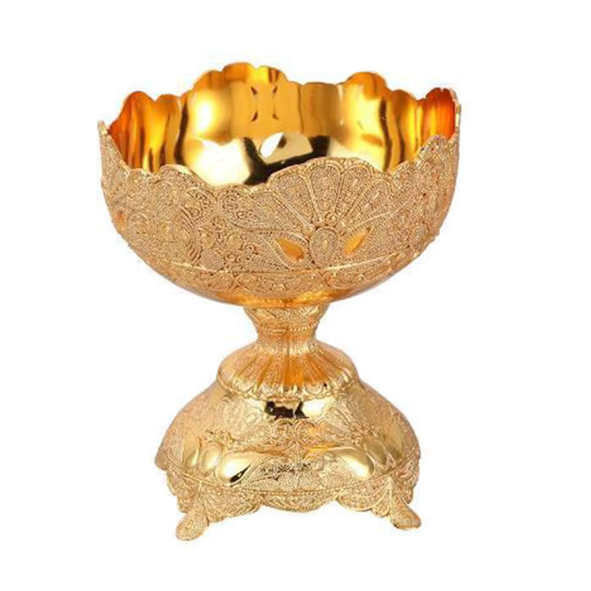 Erddim Serviertablett aus Metall in Gold mit floralem Design, rundes Obsttablett für Obst, Dessert und Snacks zur Tischdekoration - Bild 6
