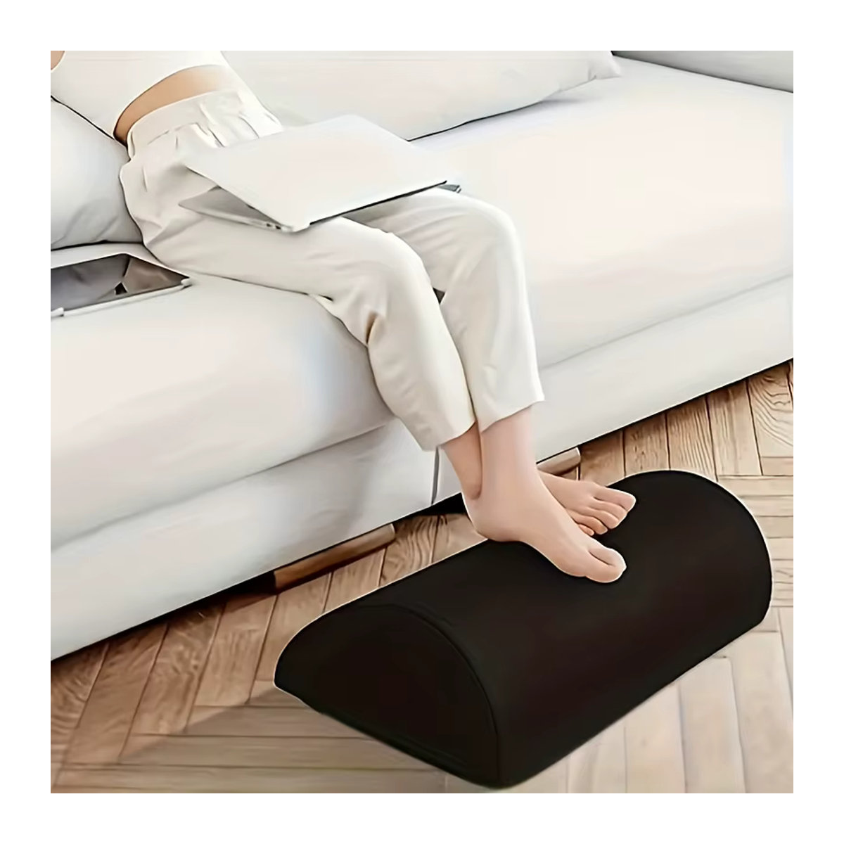 Ergonomische Fußstütze aus Schaumstoff in Schwarz mit waschbarem Bezug für den Schreibtisch - Bild 2