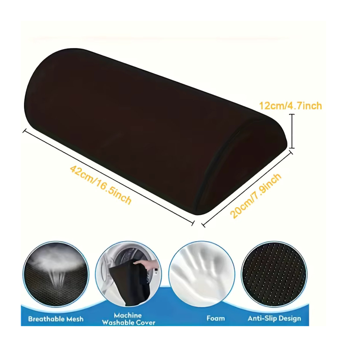 Ergonomische Fußstütze aus Schaumstoff in Schwarz mit waschbarem Bezug für den Schreibtisch - Bild 6