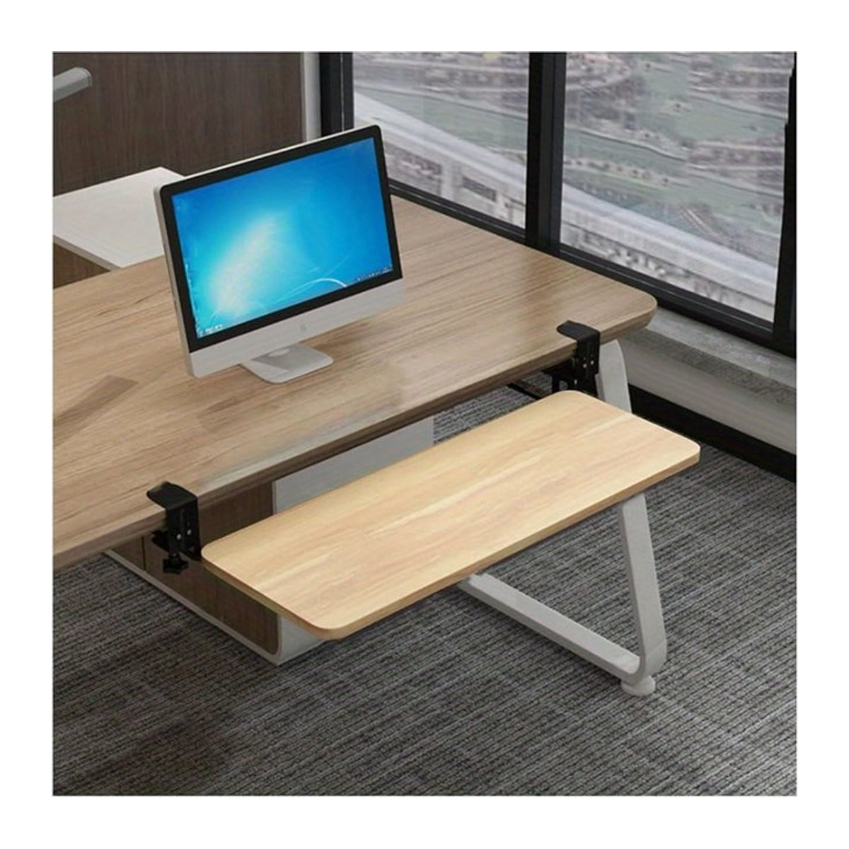 Ergonomische Tastaturablage mit Schiebefunktion und Mausplattform in Schwarz zum Klemmen für den Schreibtisch - Bild 1