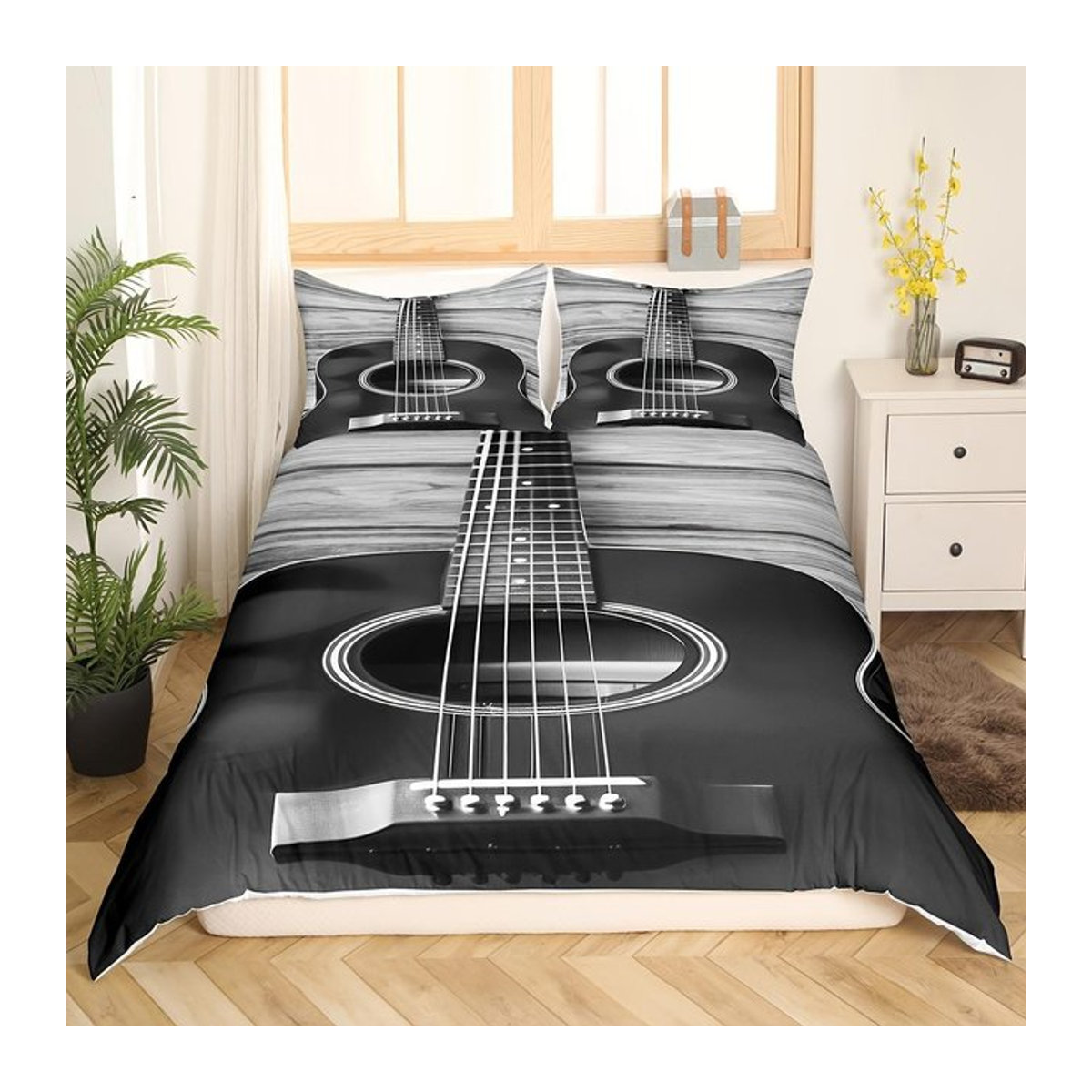 Erosebridal Bettwäsche mit Gitarren-Motiv in Multicolor, Bettbezug mit Reißverschluss, B/H: 135 x 200 cm - Bild 1