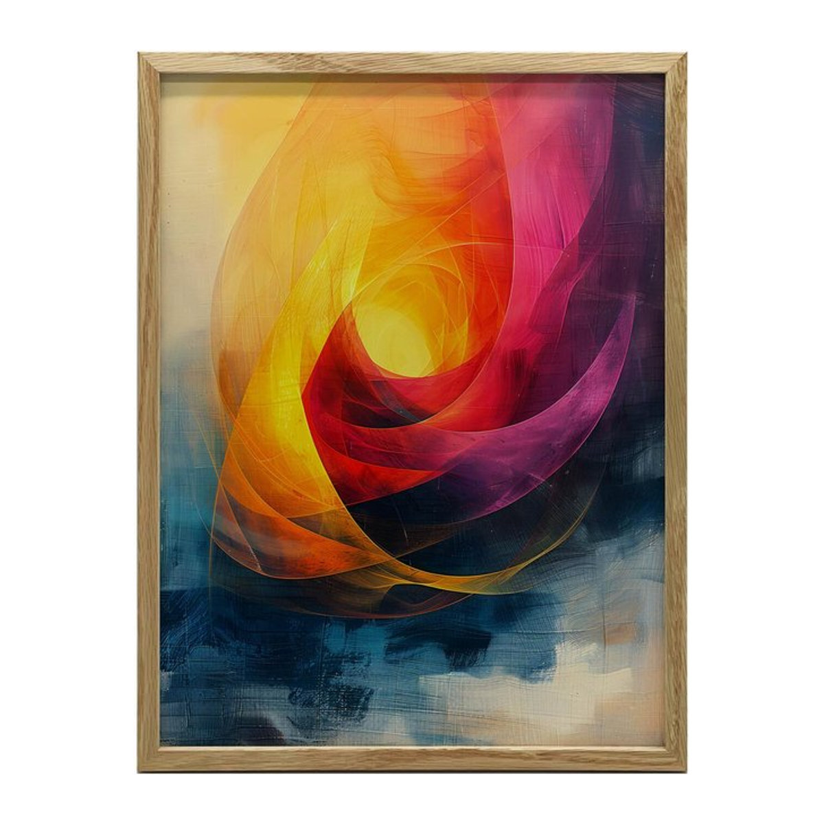 Erwachen der Farben Kunstdruck auf mattem Papier mit dunkelbraunem Holzrahmen, Breite: 30 cm, Höhe: 40 cm - Bild 1