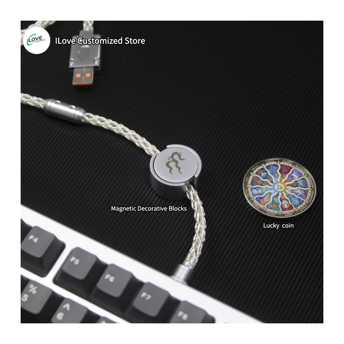ERZHOU Single Crystal Copper 8-strängiges Geflecht-Kabel für mechanische Tastaturen in Weiß - Bild 2
