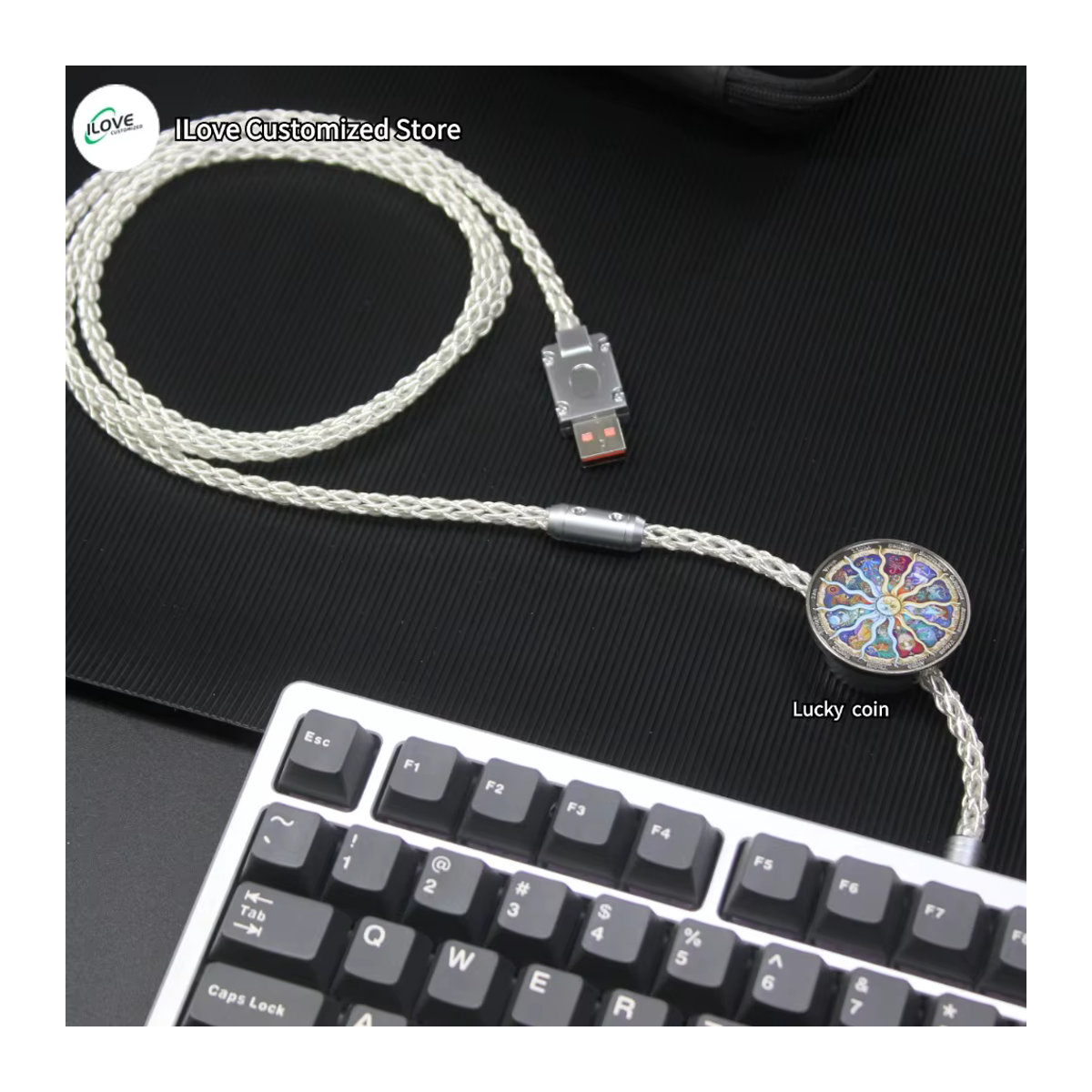 ERZHOU Single Crystal Copper 8-strängiges Geflecht-Kabel für mechanische Tastaturen in Weiß - Bild 3