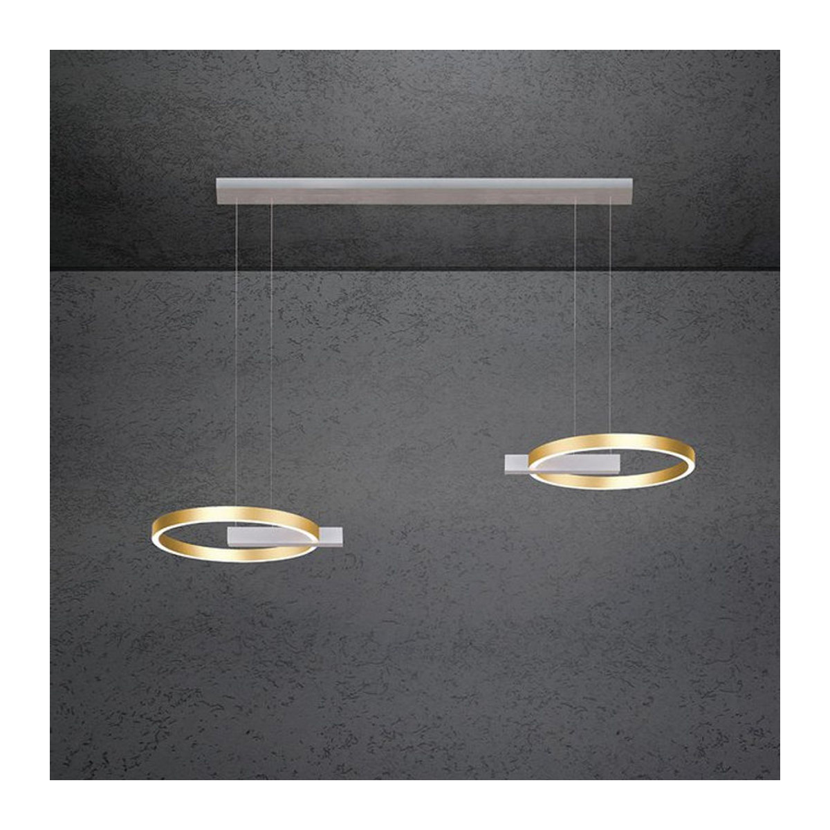 Escale Select Midnight Double 40 LED-Pendelleuchte in Gold mit geschliffenem Aluminium-Baldachin - Bild 1