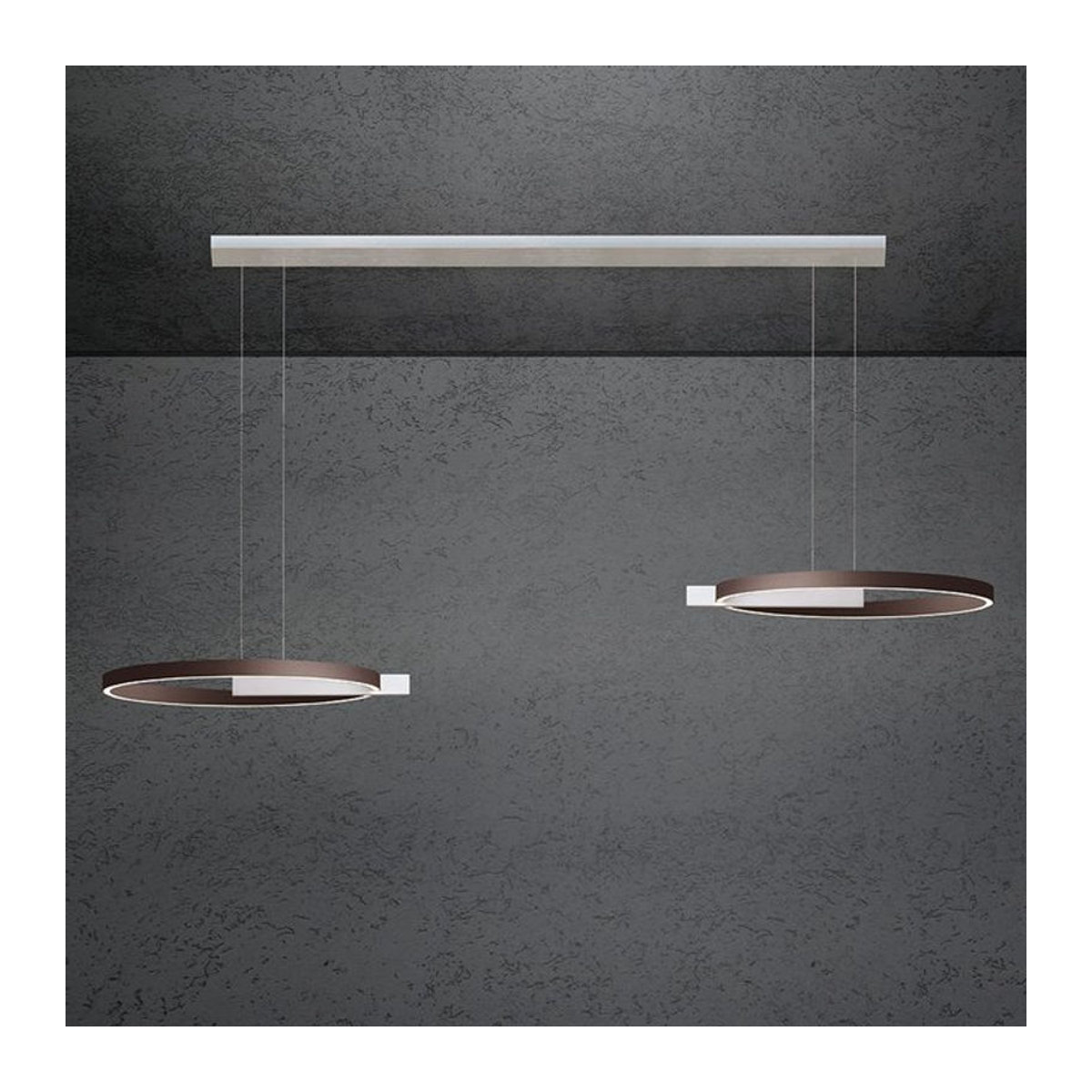 Escale Select Midnight Double 60 LED-Pendelleuchte in Bronze mit geschliffenem Aluminium-Baldachin - Bild 1