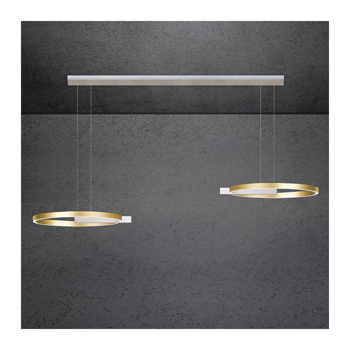 Escale Select Midnight Double 60 LED-Pendelleuchte in Gold mit geschliffenem Aluminium-Baldachin - Bild 1