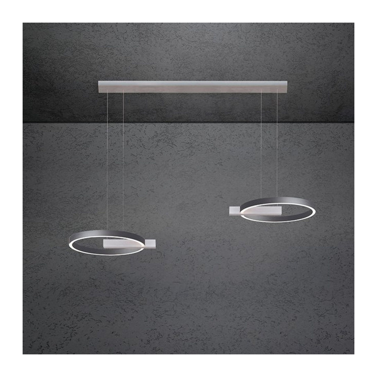 Escale Select Midnight Double LED-Pendelleuchte in Anthrazit aus geschliffenem Aluminium - Bild 1