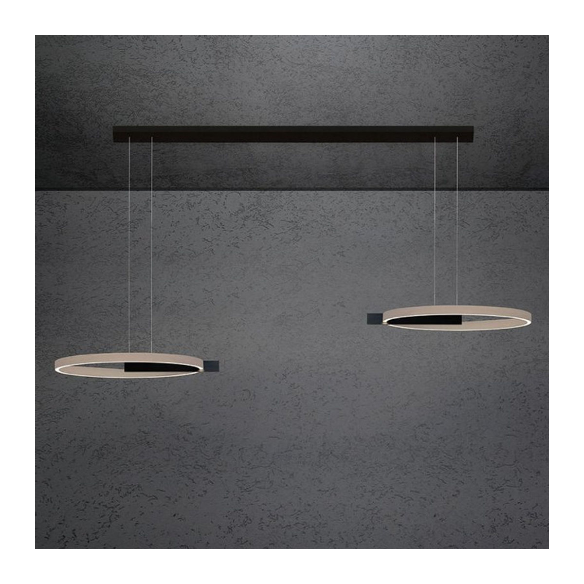 Escale Select Midnight Double LED-Pendelleuchte Modern Schwarz und Taupe meliert mit 60 cm Durchmesser - Bild 1
