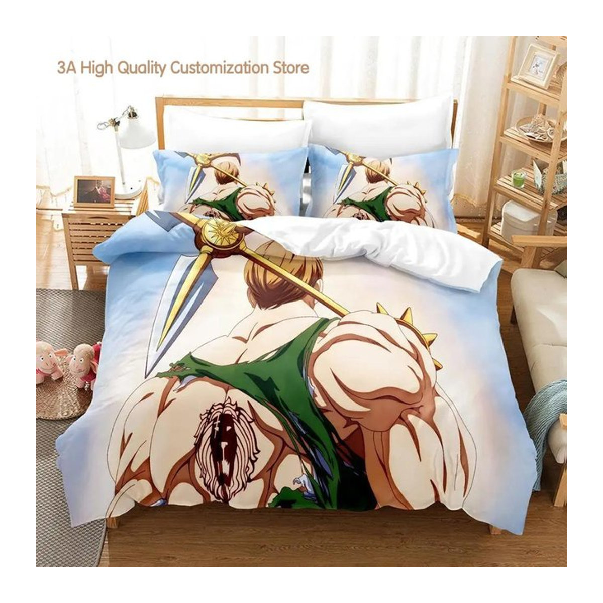 Escanor The Seven Deadly Sins 3D Anime Bettwäsche Set für Erwachsene, 3-teilig, B/H: 135 x 200 cm - Bild 1