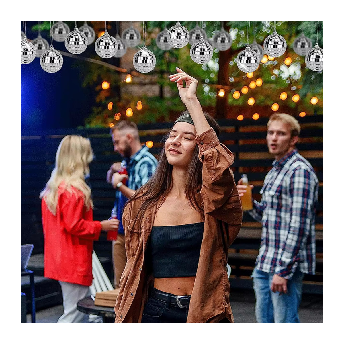 EsenTroye Silberne Disco-Glaskugeln als Hängeornamente mit Schnur für Hochzeit, Weihnachten und Party - Bild 3