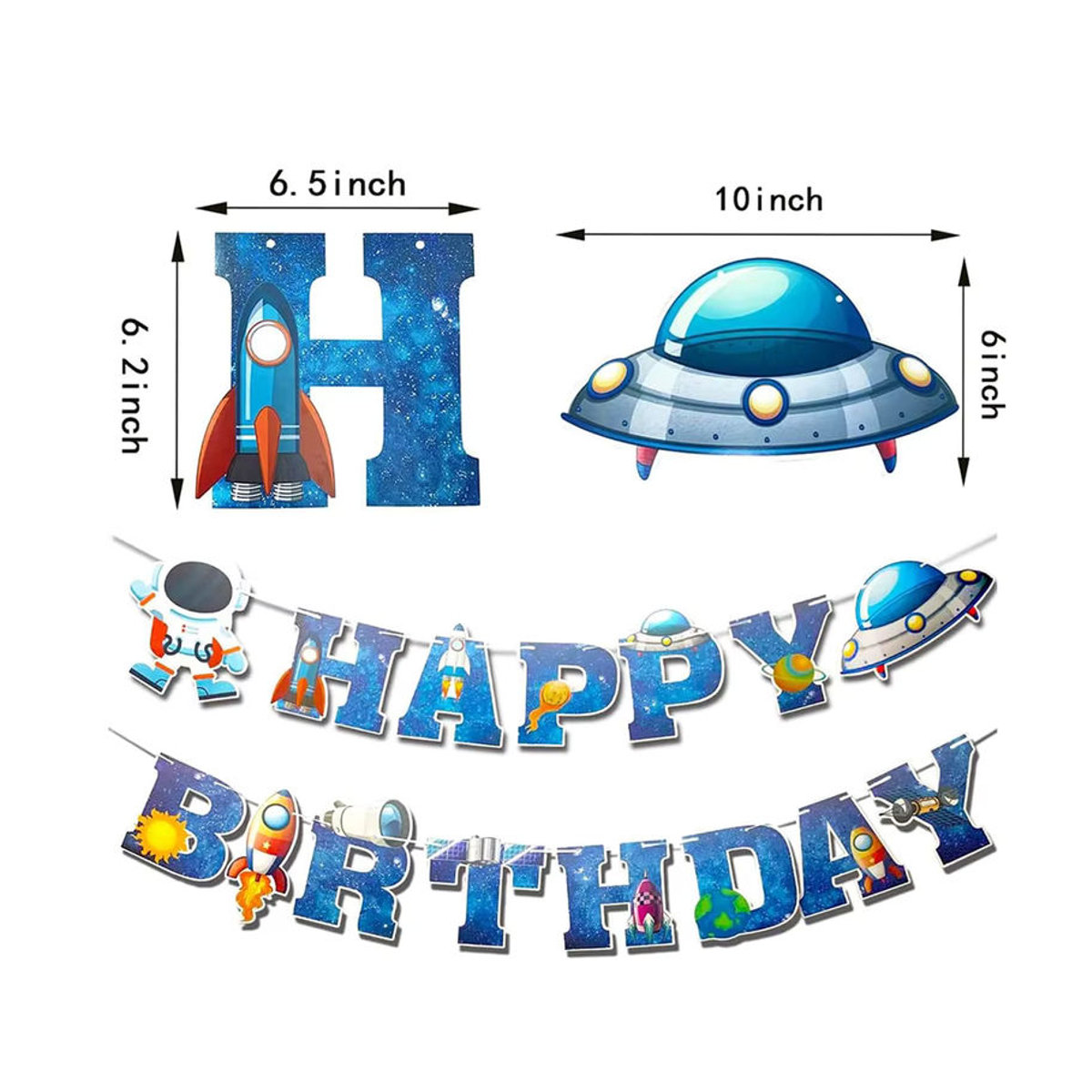 EsenTroye Weltraum Geburtstag Dekoration Set mit Astronauten und Planeten, mehrfarbige Papier Girlande als hängende Dekoration für Kinder - Bild 4