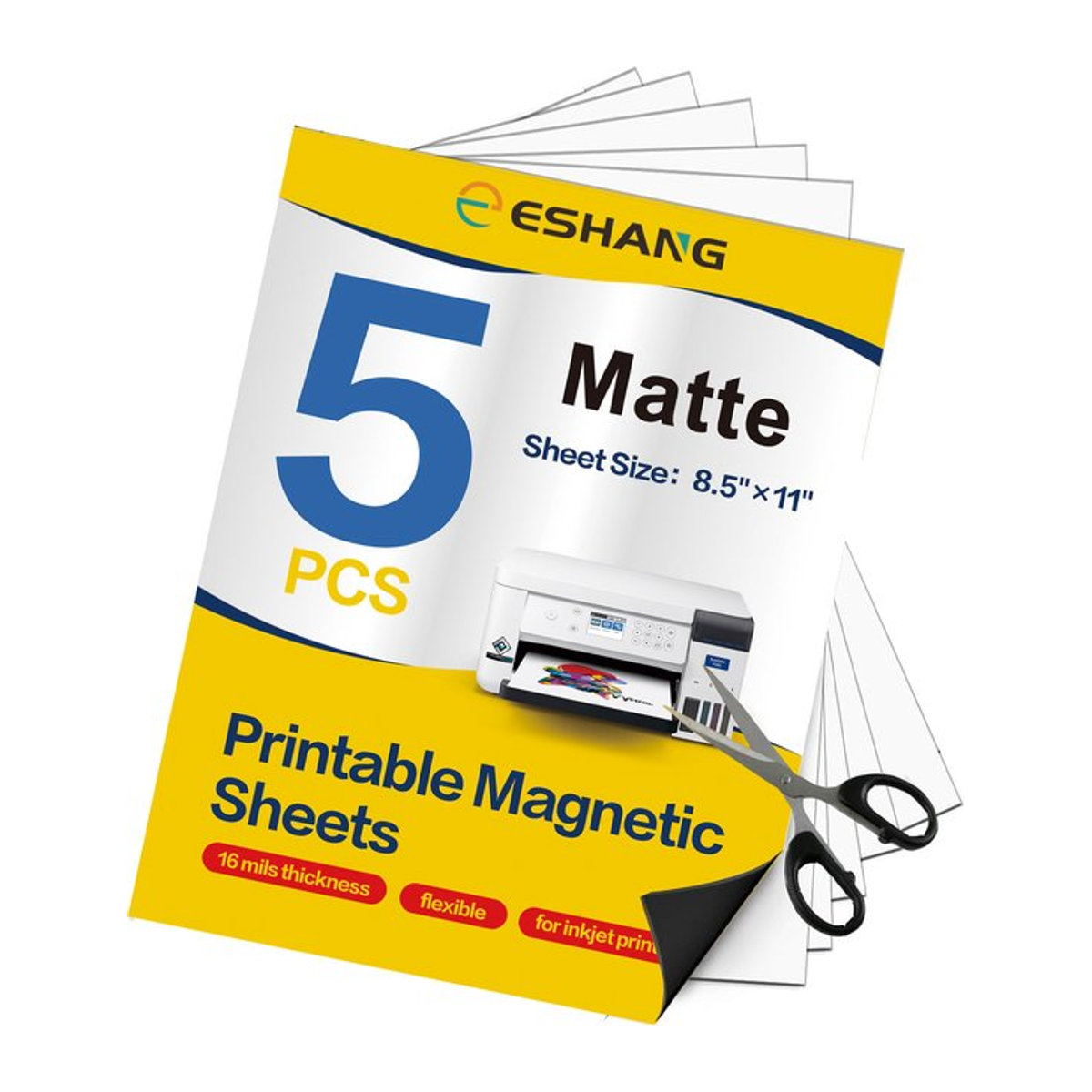 Eshang 5er Set flexible Magnetfolien matt in Schwarz, bedruckbar für Fotos und Bilder, B/H: 21,59 x 27,94 cm - Bild 1