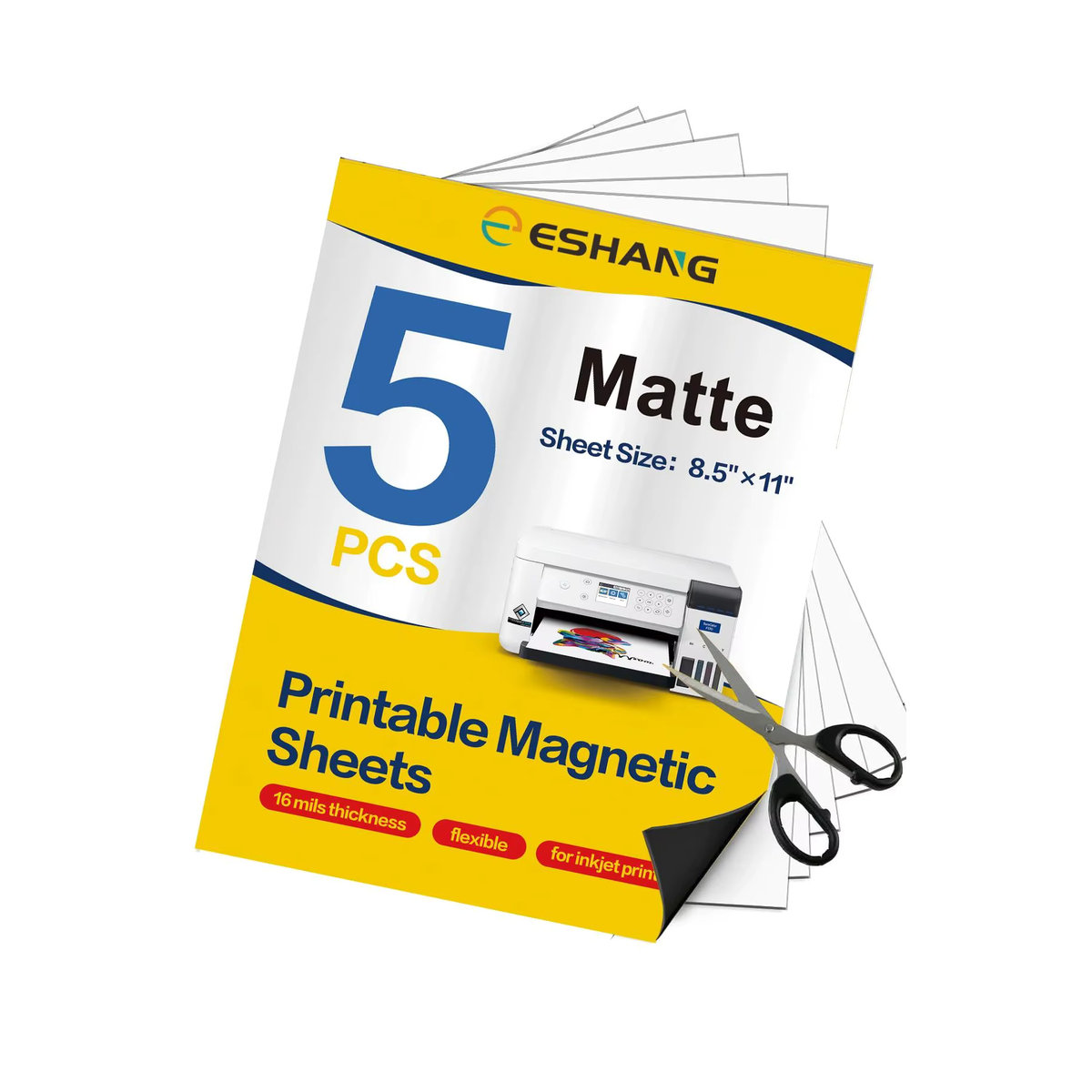 Eshang 5er Set flexible Magnetfolien matt in Schwarz, bedruckbar für Fotos und Bilder, B/H: 21,59 x 27,94 cm - Bild 6