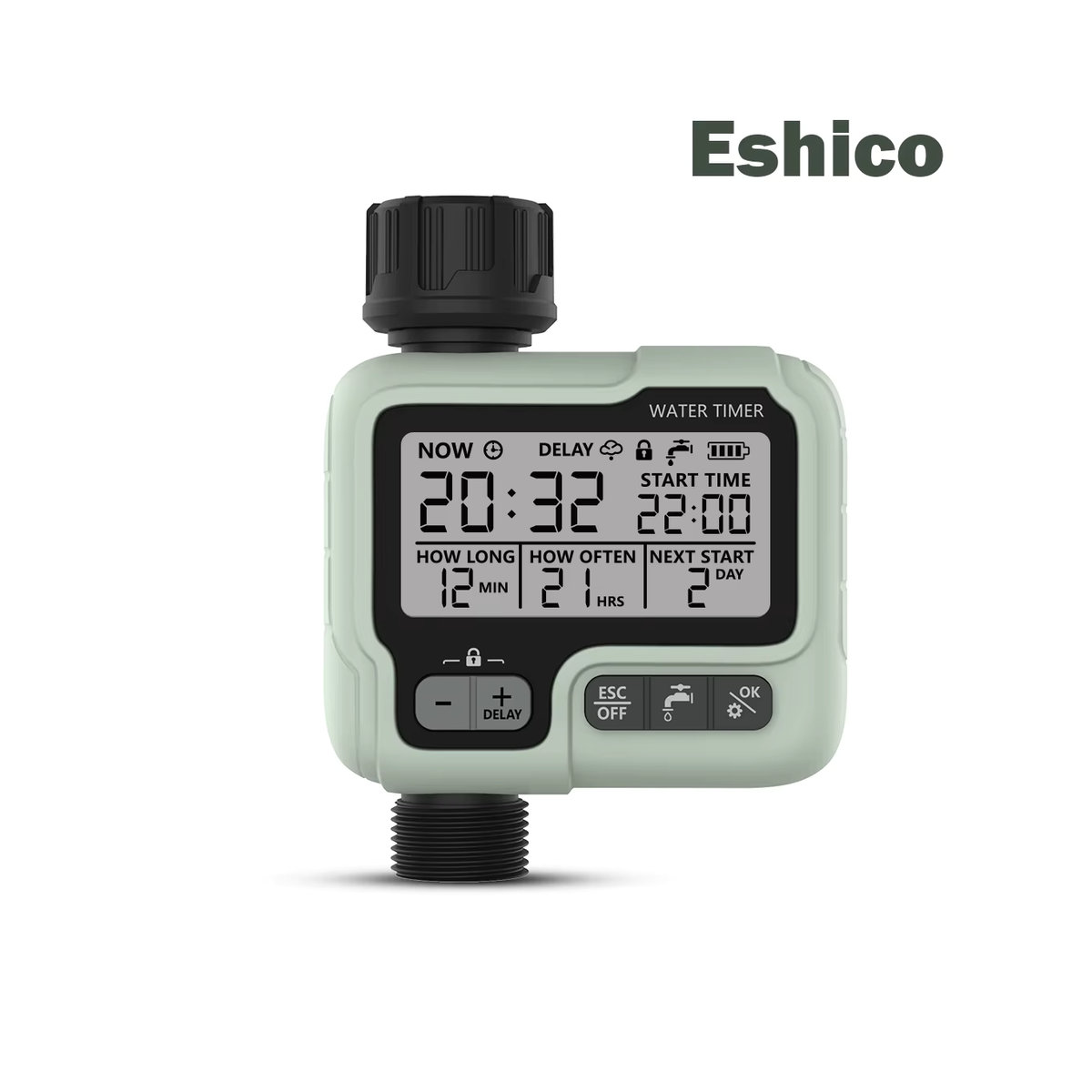 Eshico HCT-322 Automatischer Wassertimer in Grün mit LCD-Display zur intelligenten Gartenbewässerung - Bild 2