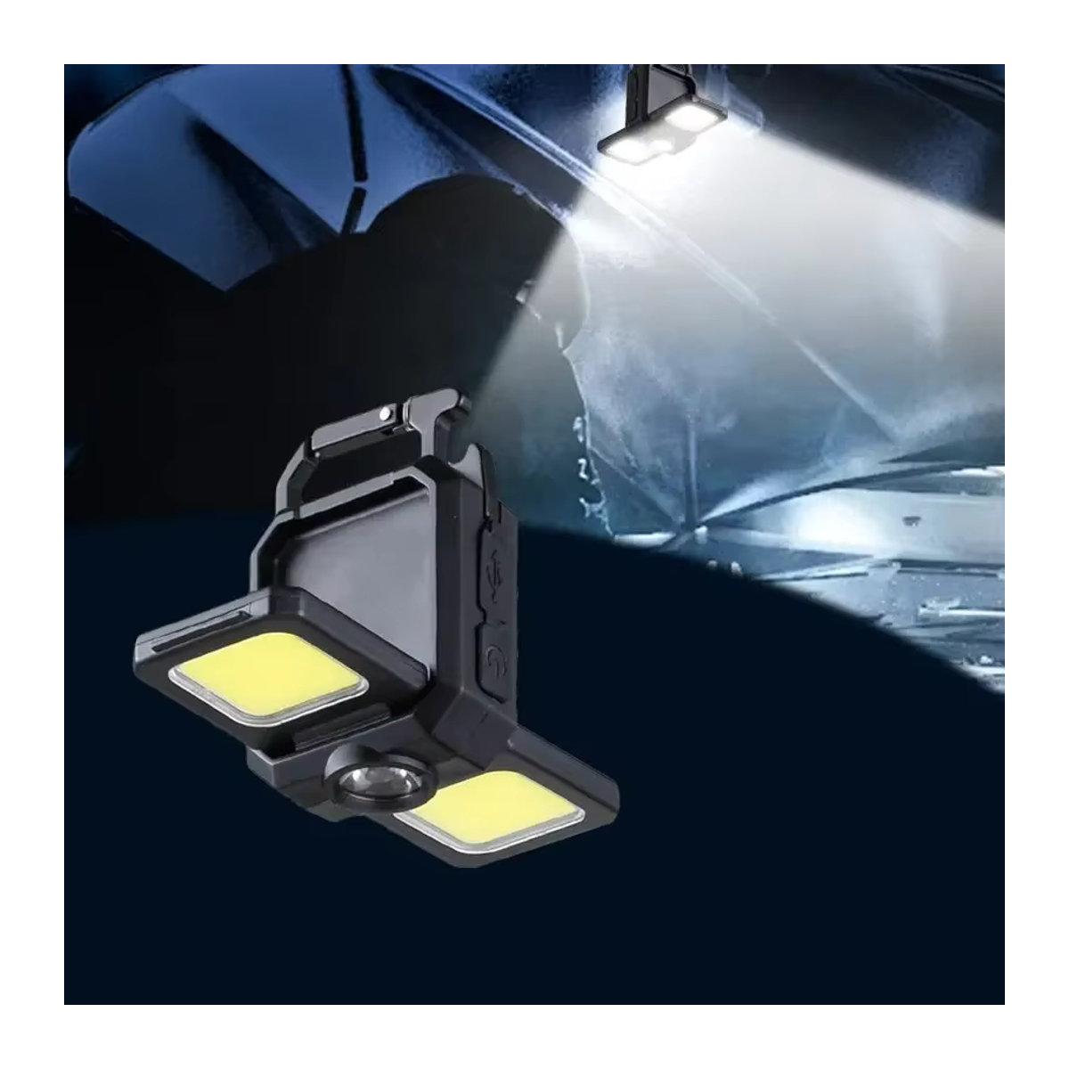 ESMARTER COB-Schlüsselanhänger-Arbeitsleuchte mit Dual-Lichtquelle, 5 Modi, wiederaufladbar, tragbares LED-Licht für Camping und Wandern - Bild 2