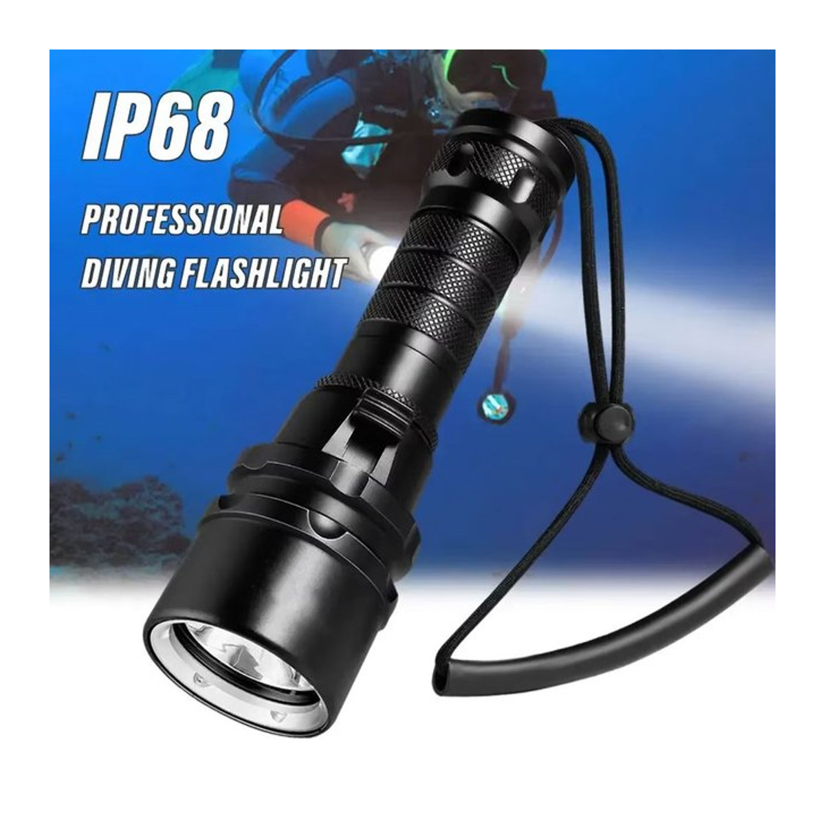 ESMARTER Hochleistungs-Tauchtaschenlampe mit IP68 Wasserdichtigkeit und Handseil für professionelle Tauchgänge, betrieben durch 18650-Batterien - Bild 1