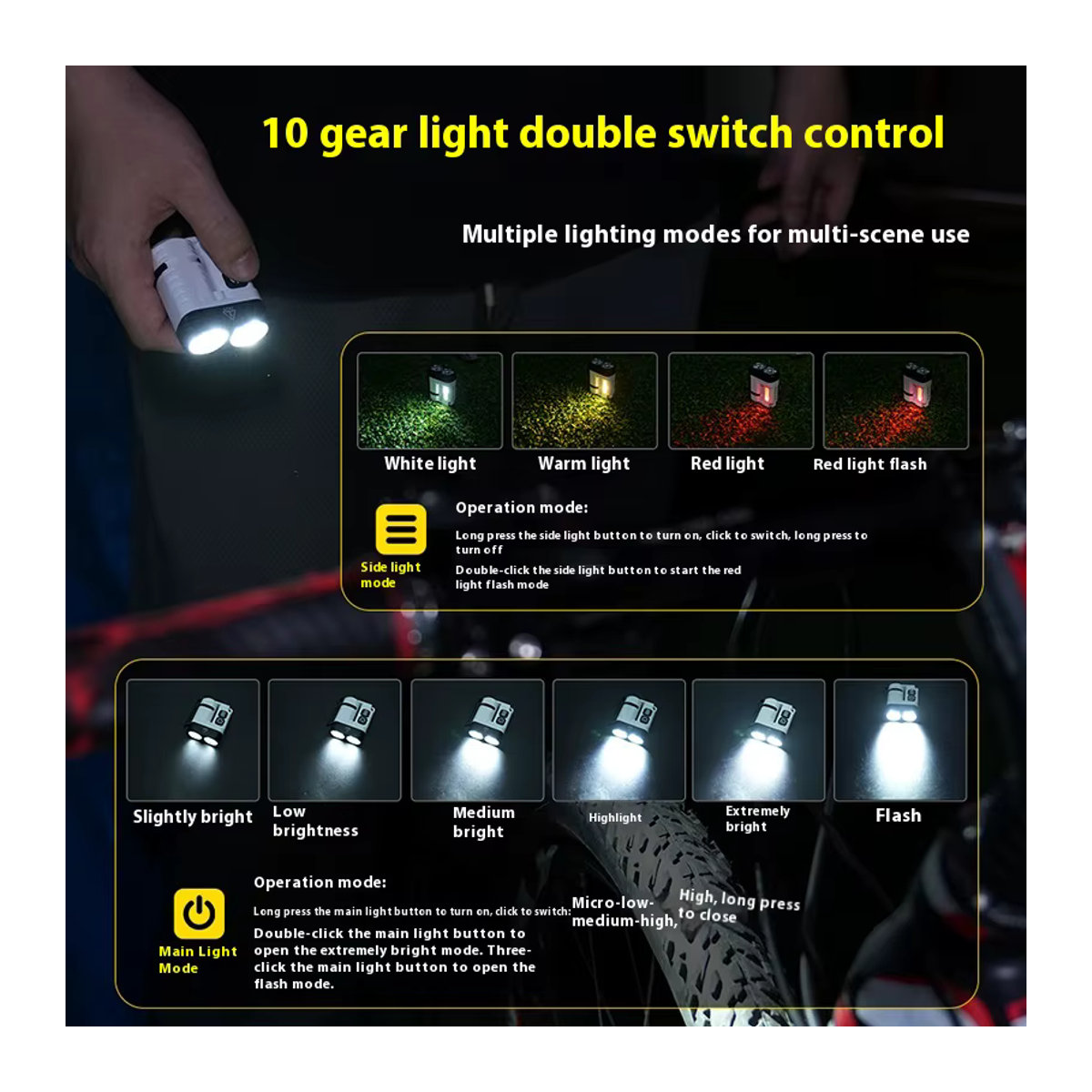 ESMARTER LED EDC Schlüsselbund Taschenlampe mit Magnet und 10 Beleuchtungsmodi, wiederaufladbar - Bild 3
