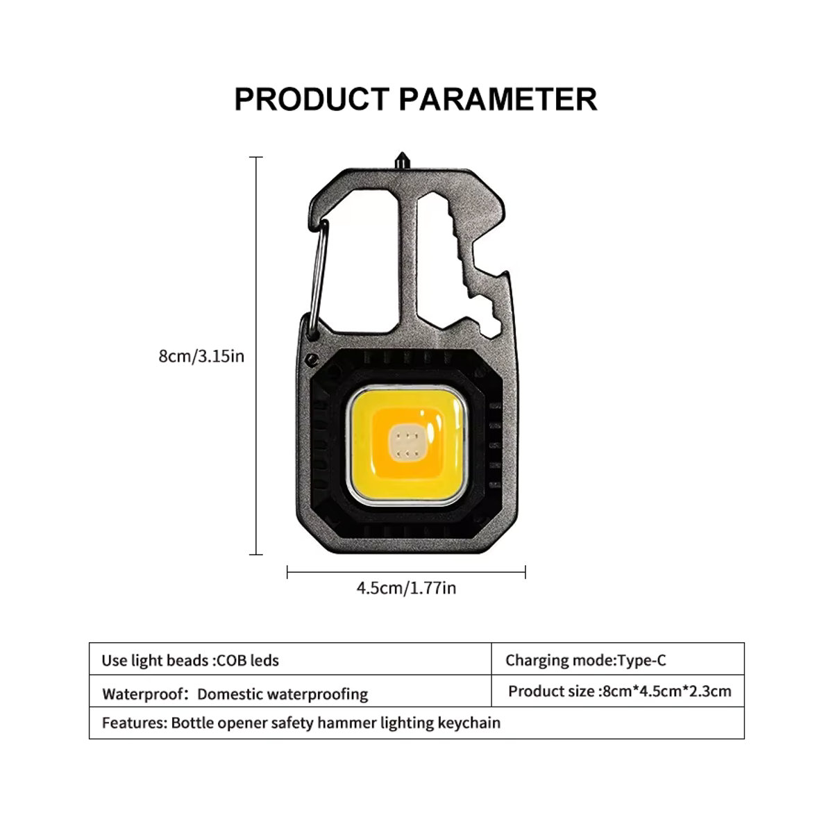 ESMARTER LED Schlüsselbund Arbeitslicht mit Batterie-Display und 8 Modi, wiederaufladbare tragbare Lampe mit hoher Leuchtkraft für Camping, Wandern und Laufen - Bild 2
