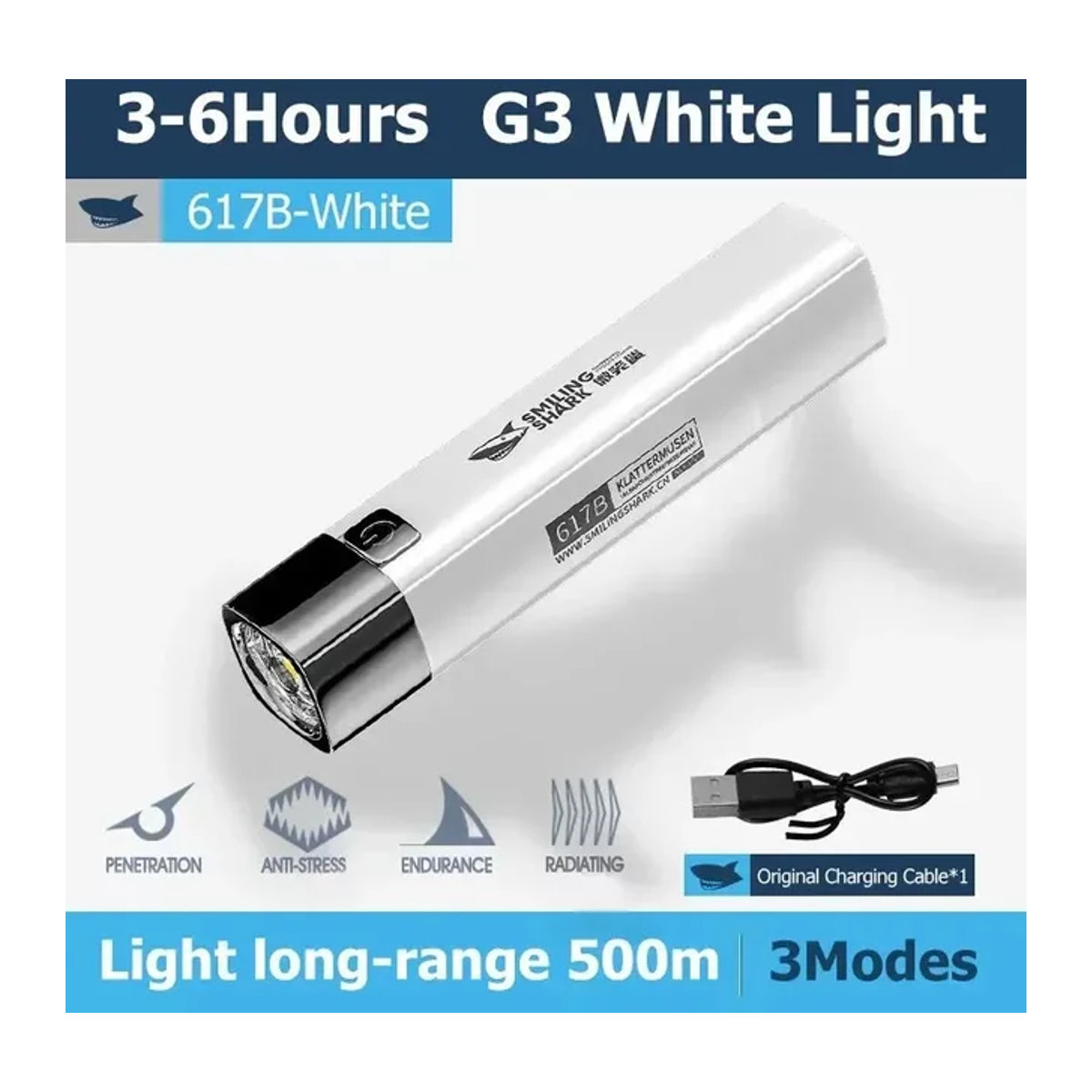 ESMARTER LED-Taschenlampe USB wiederaufladbar mit 18650 Akku wasserdicht für Camping, Jagd und Outdoor - Bild 1