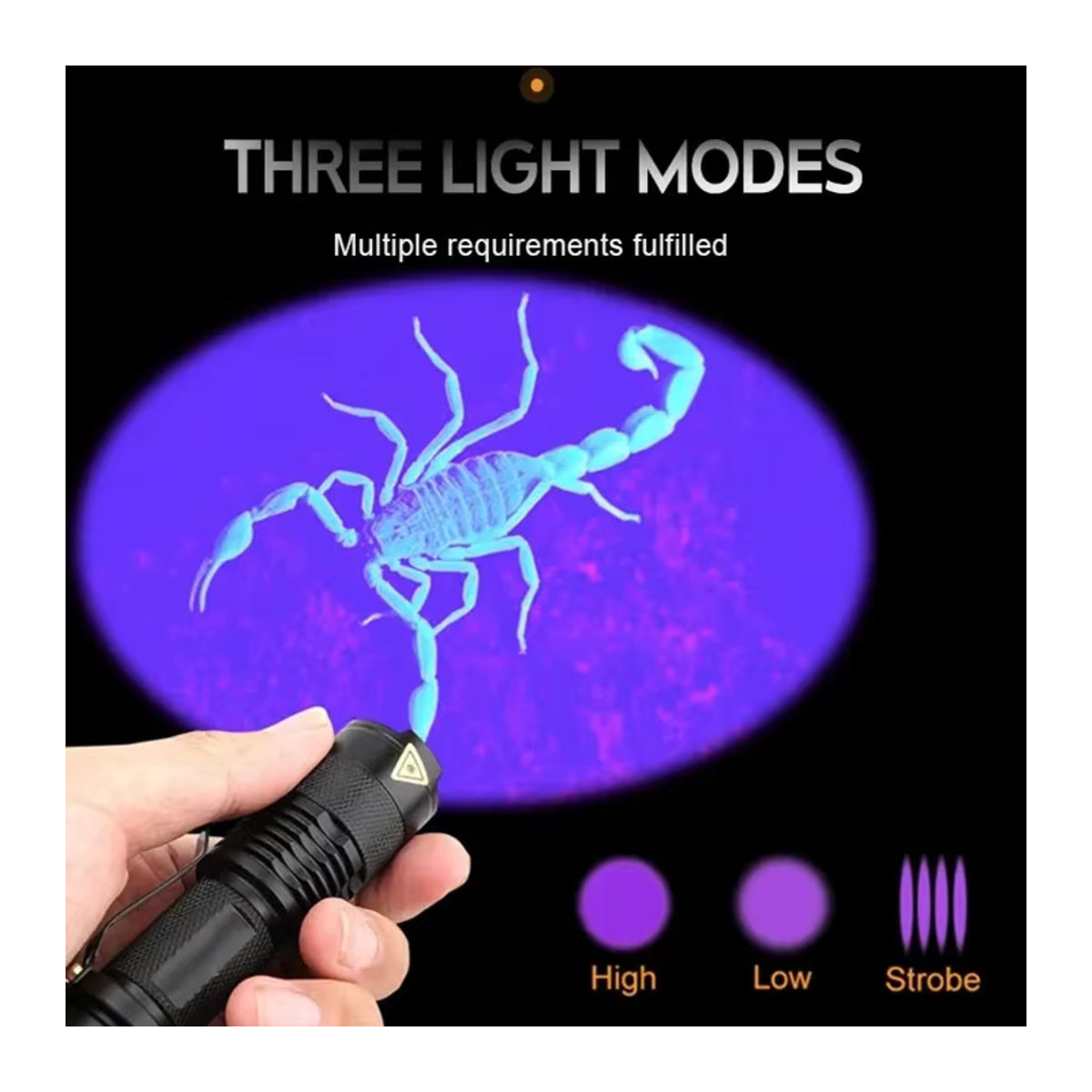 ESMARTER LED-UV-Taschenlampe mit 365/395 nm, zoombar und wasserdicht, violettes Licht zur Detektion von Haustier-Urin und Skorpionen - Bild 3