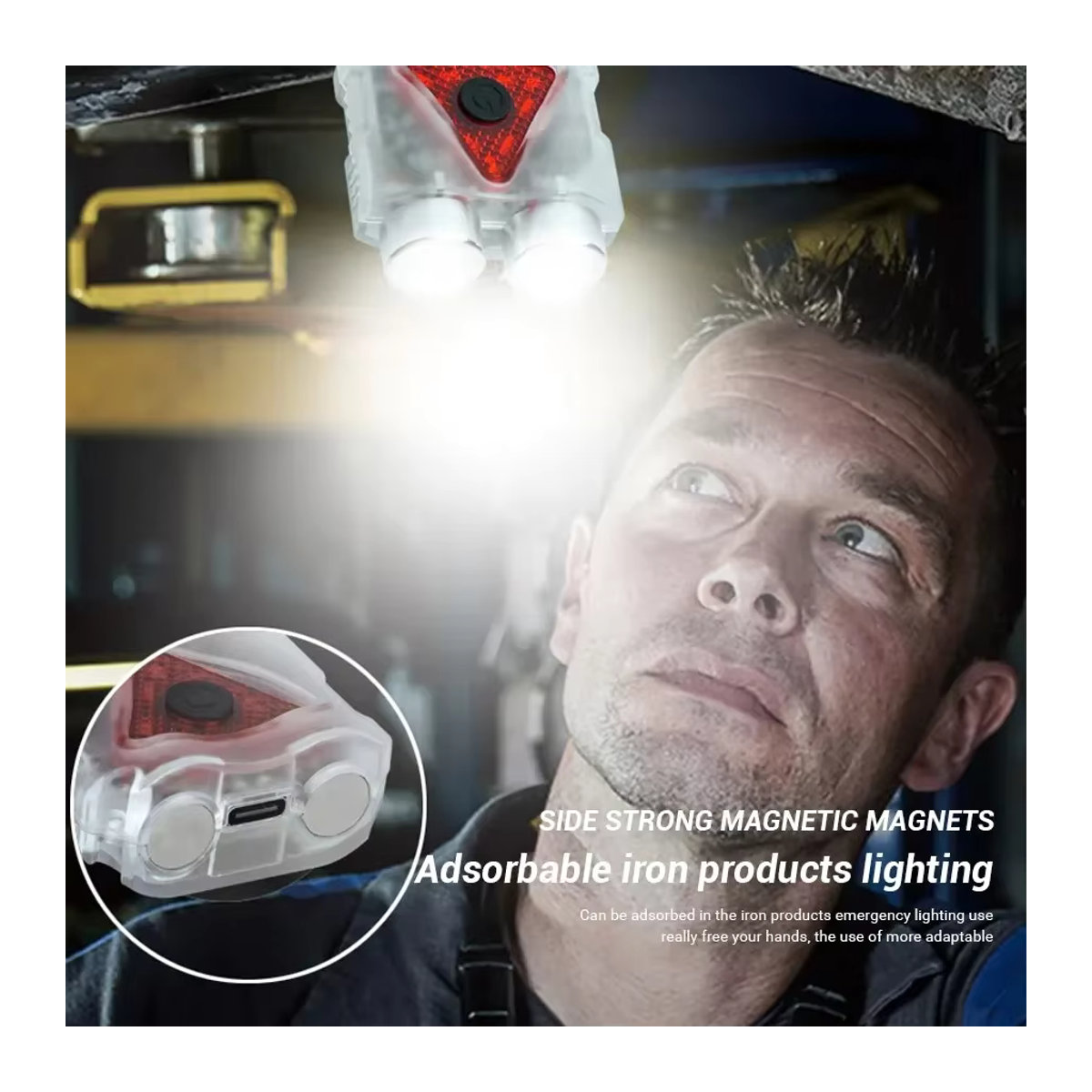 ESMARTER Multifunktionaler Hutclip mit wasserdichtem Scheinwerfer und Schlüsselanhänger, wiederaufladbare Campinglampe für Nachtlauf und Angeln - Bild 3