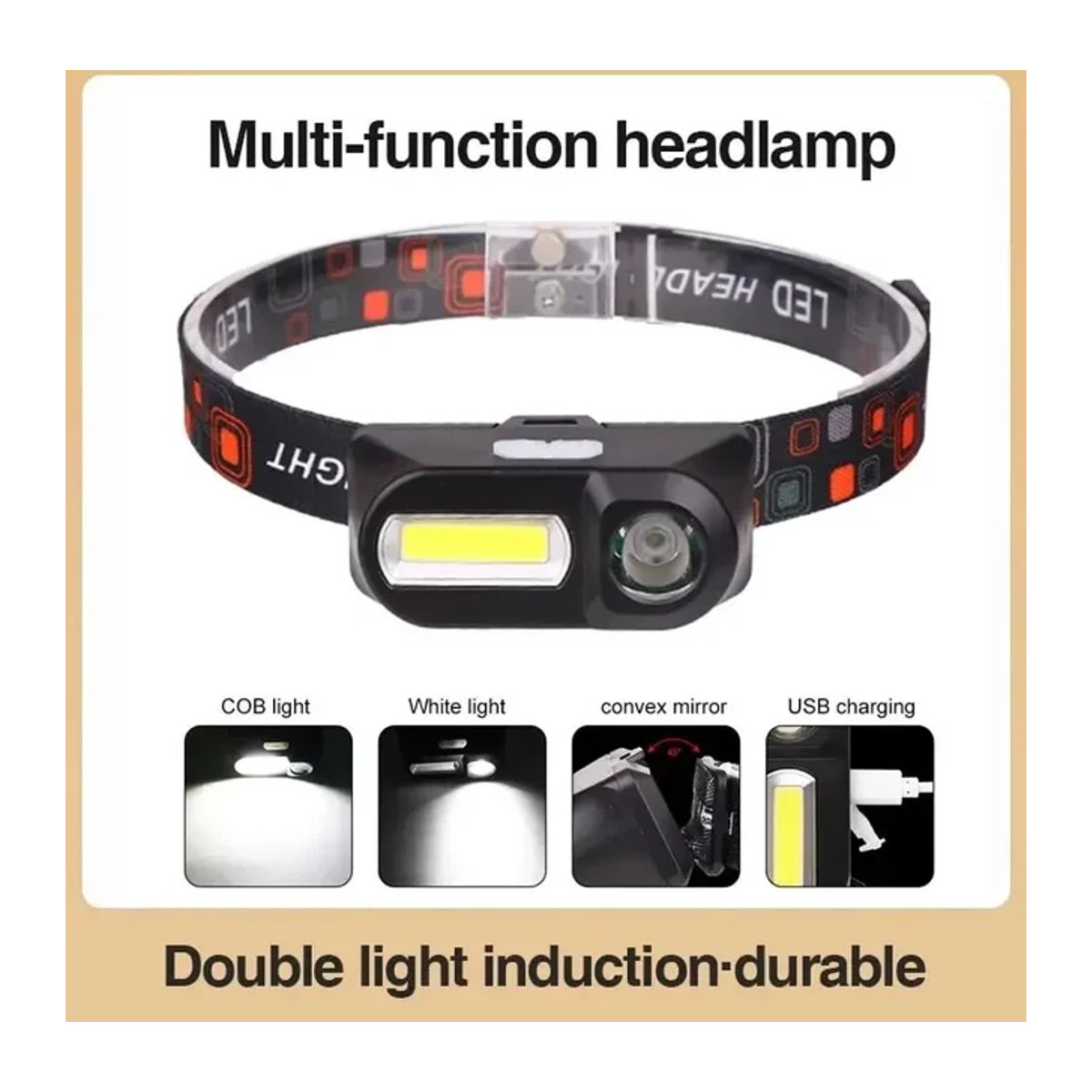 ESMARTER Outdoor Stirnlampe mit starkem LED-Licht und USB-Ladefunktion für Angeln und Nachtaktivitäten - Bild 1