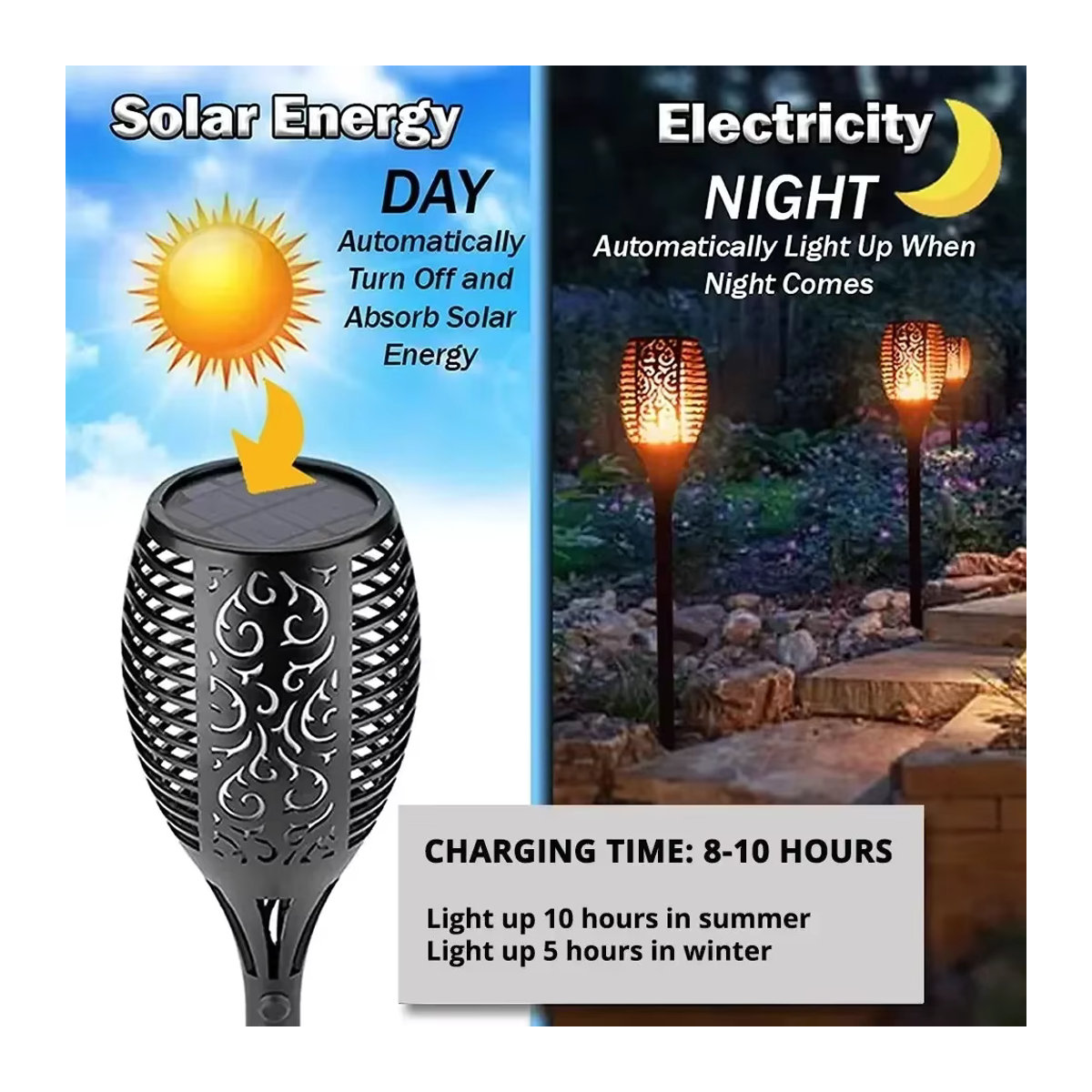 ESMARTER Solar-Flammenlicht für den Außenbereich mit 12 LEDs, wasserdichte LED-Gartendekoration für Rasen, Weg und Terrasse - Bild 4
