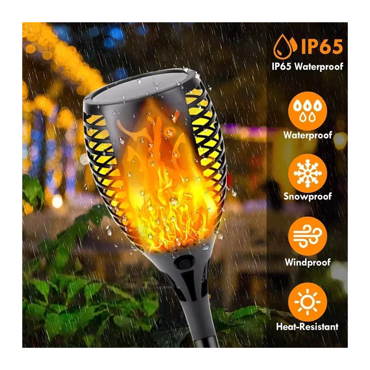 ESMARTER Solar-Flammenlicht für den Außenbereich mit 12 LEDs, wasserdichte LED-Gartendekoration für Rasen, Weg und Terrasse - Bild 5