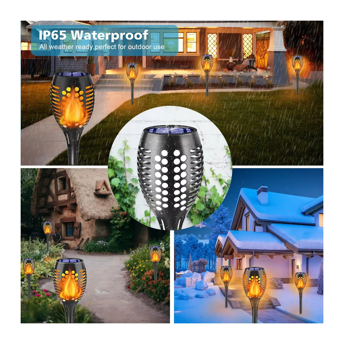 ESMARTER Solar-Flammenlicht für den Außenbereich mit 12 LEDs, wasserdichte LED-Gartendekoration für Rasen, Weg und Terrasse - Bild 6