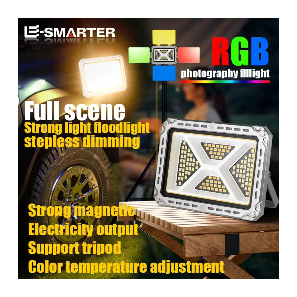 ESMARTER Wasserdichte LED Outdoor Camping Lampe, tragbare wiederaufladbare Laterne für Zelt und Notfall - Bild 2