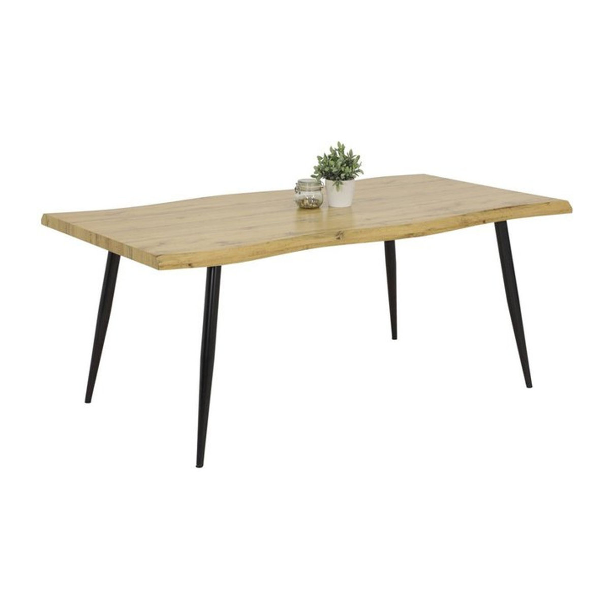 Esstisch GABI I von Hela in Eiche Natur und Schwarz im Industrial Design, B/T/H: 180 x 100 x 76 cm - Bild 1