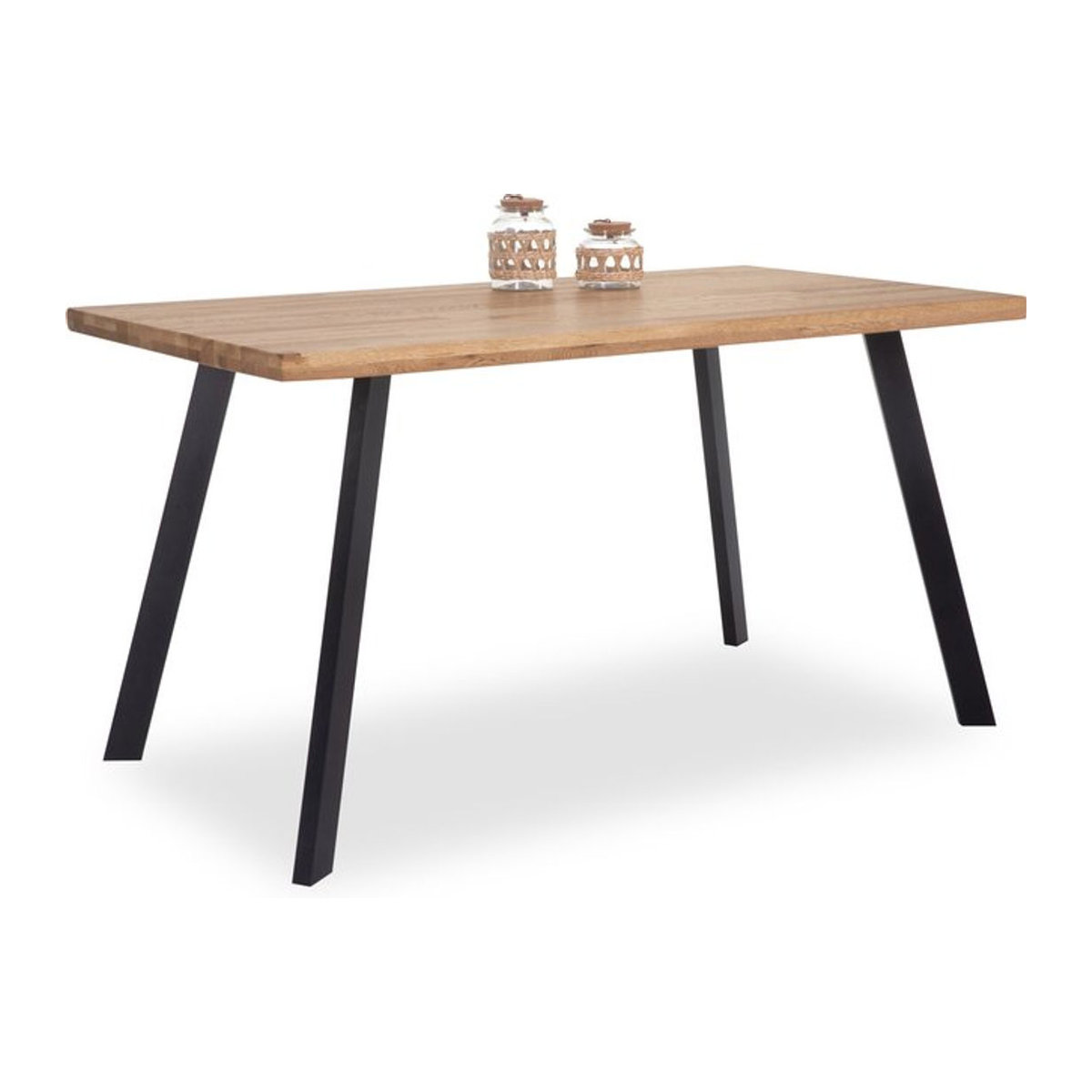 Esstisch HARPER MONTANA im Industrial Design aus Massivholz Eiche und Metall, Rechteckig, B/T/H: 140 x 40 x 76 cm, Farben: Braun, Schwarz, Natur - Bild 1