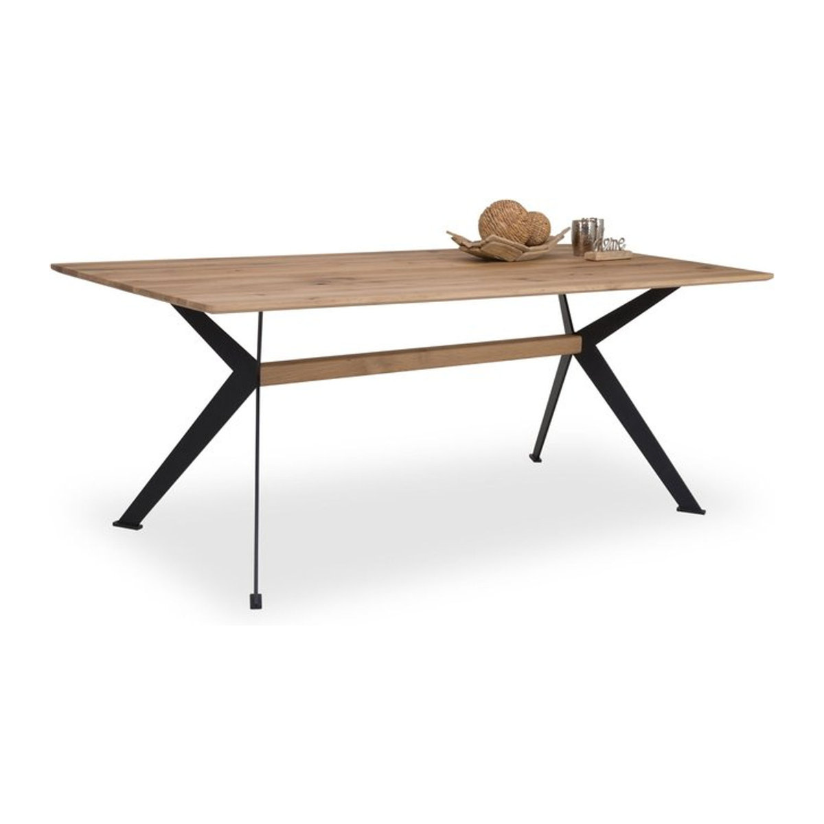 Esstisch Witlake VAREDO in Eiche Massivholz und Metall, Modern Industrial Design, Rechteckig, B: 140 cm, T: 100 cm, H: 77 cm - Bild 1