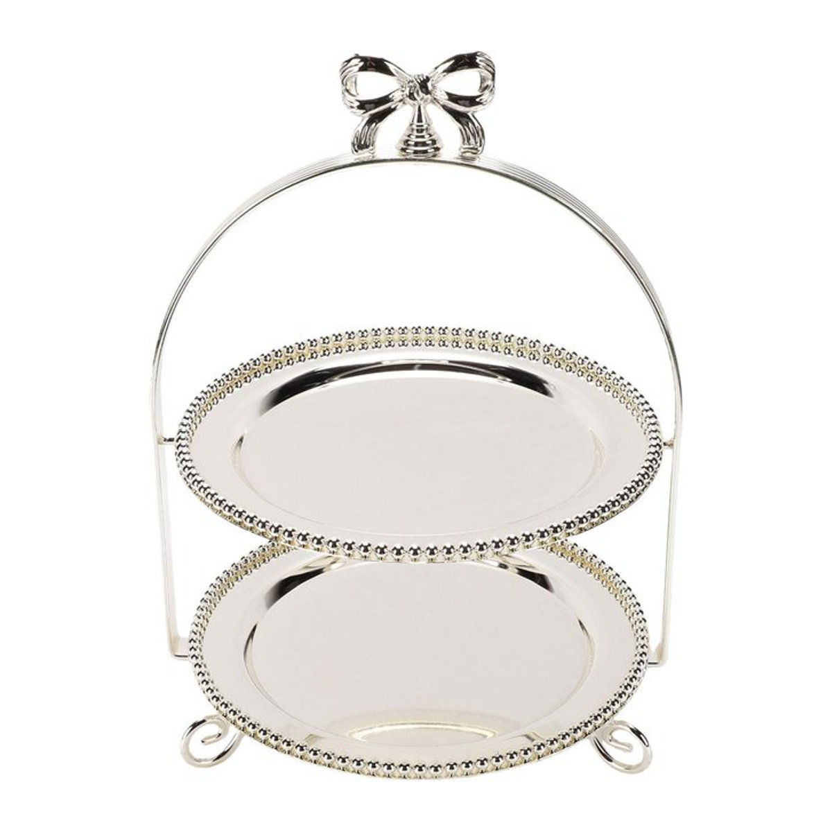 Etagere Cupcake Ständer aus Metall in Silber im europäischen Stil mit 2 Etagen für Desserts und Gebäck - Bild 1