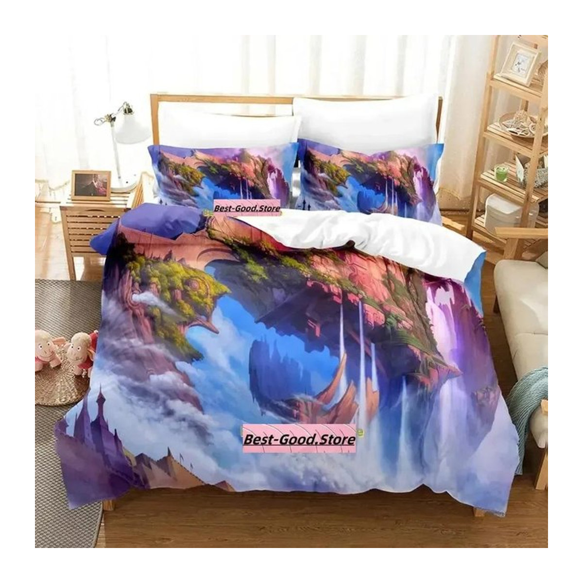 Ether Saga Bettwäsche-Set mit Anime-Design für Einzelbetten, 3-teilig, B: 135 cm, L: 200 cm - Bild 1
