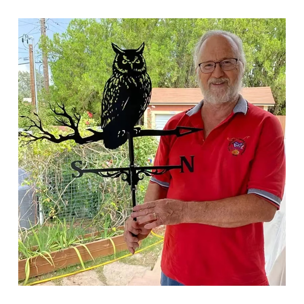 Eulen-Windfahne aus Eisen als dekorative Gartenfiguren für die Heimdekoration - Bild 2