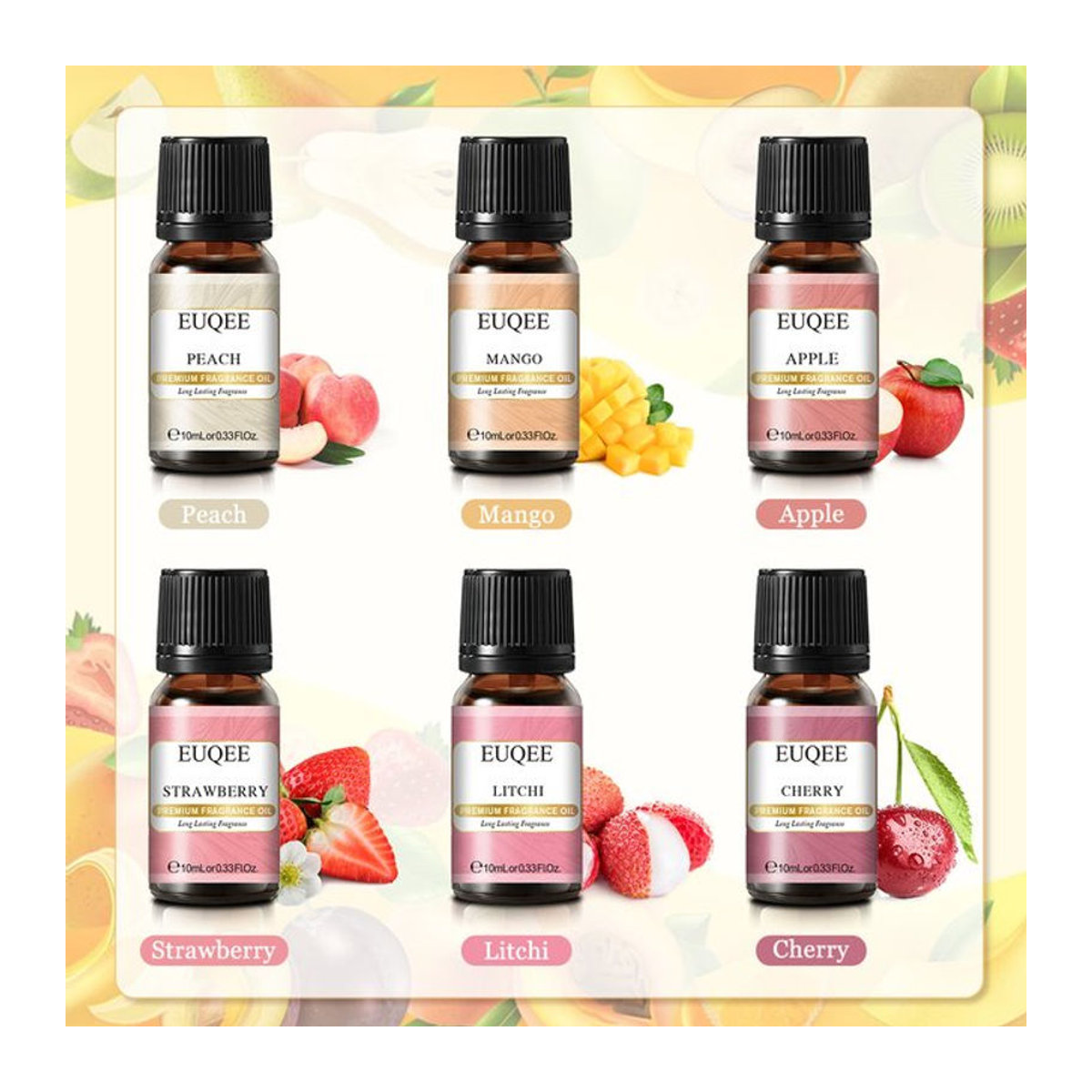 EUQEE 6-teiliges Duftöl-Geschenkset mit herbstlichen Aromen wie Zimt und süßen Früchten in Glasflaschen, mehrfarbig - Bild 1