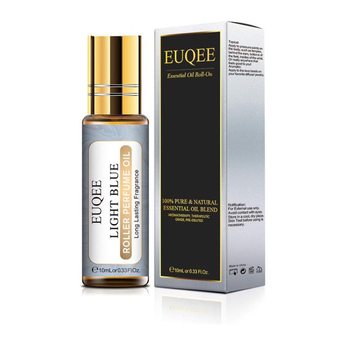 EUQEE Roller-Parfümöl für Luftbefeuchter und Hautpflege, 10 ml, Duftrichtungen Veilchen, Kokosnuss und Vanille, transparentes Glas - Bild 1
