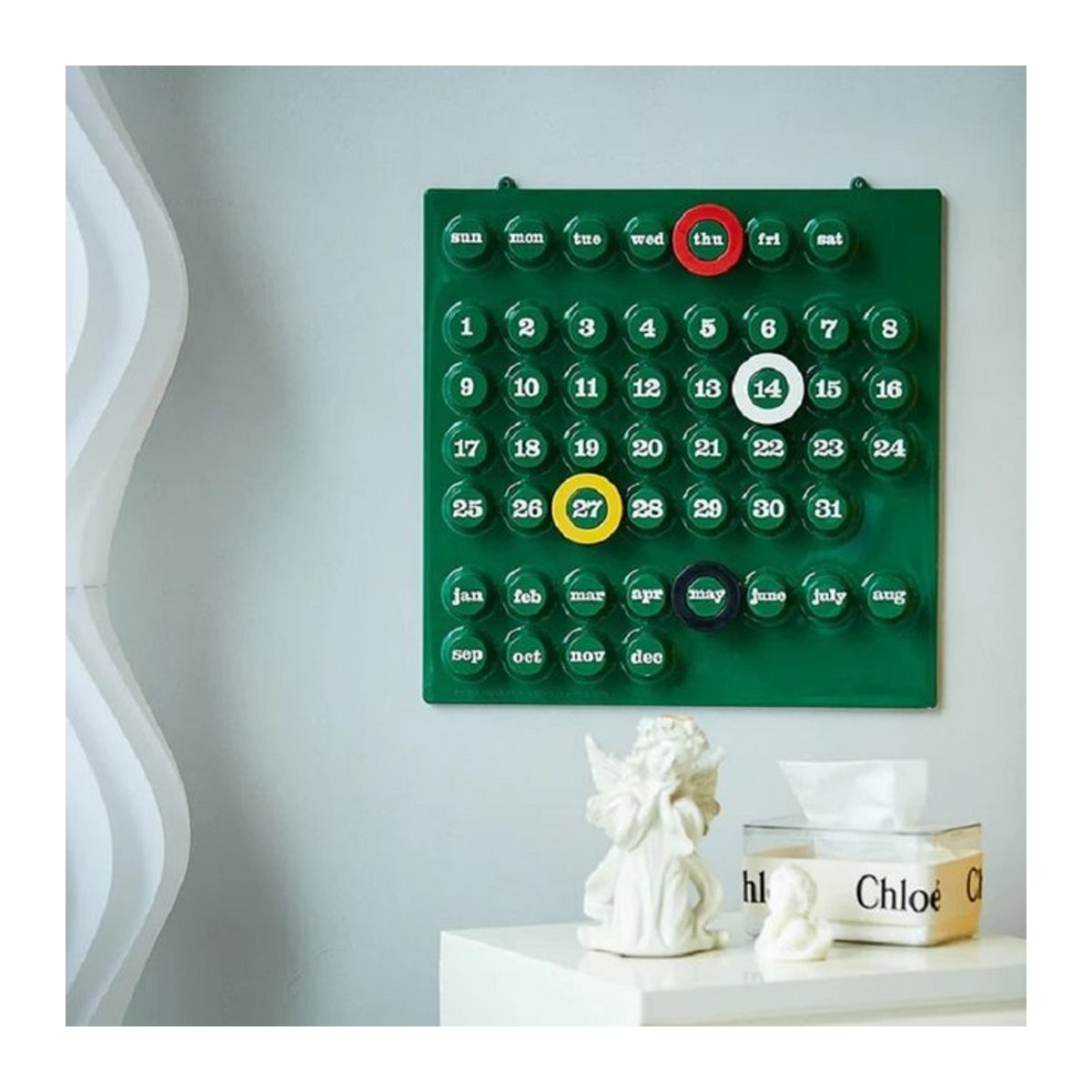 Euroway Ewiger Ringdate-Kalender in Grün, mittelalterliches Design aus Kunststoff, quadratisch und wandmontiert - Bild 1