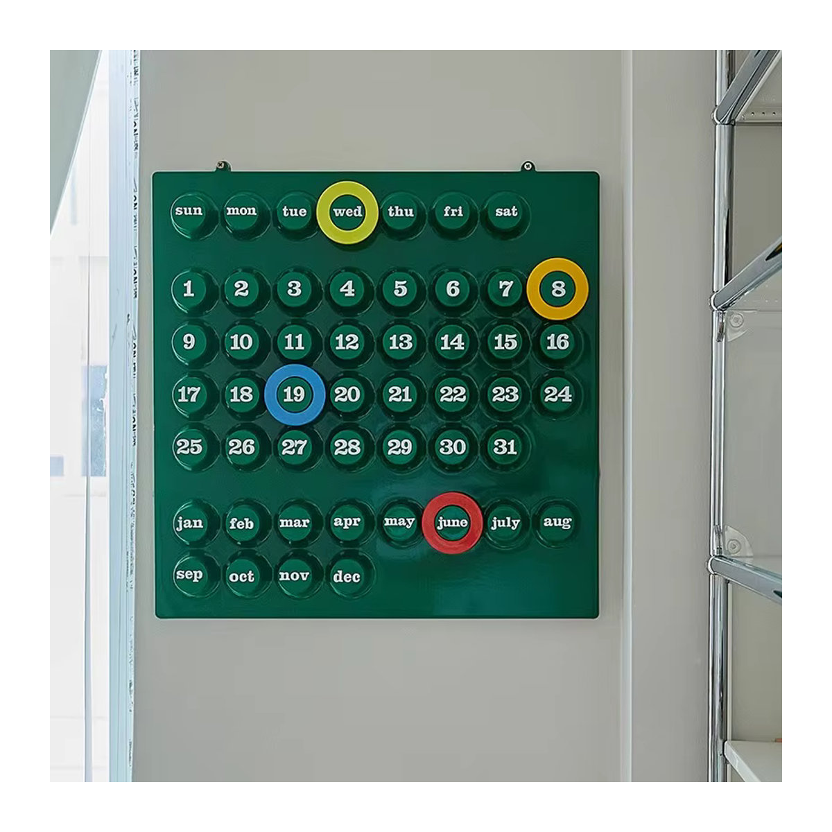 Euroway Ewiger Ringdate-Kalender in Grün, mittelalterliches Design aus Kunststoff, quadratisch und wandmontiert - Bild 3