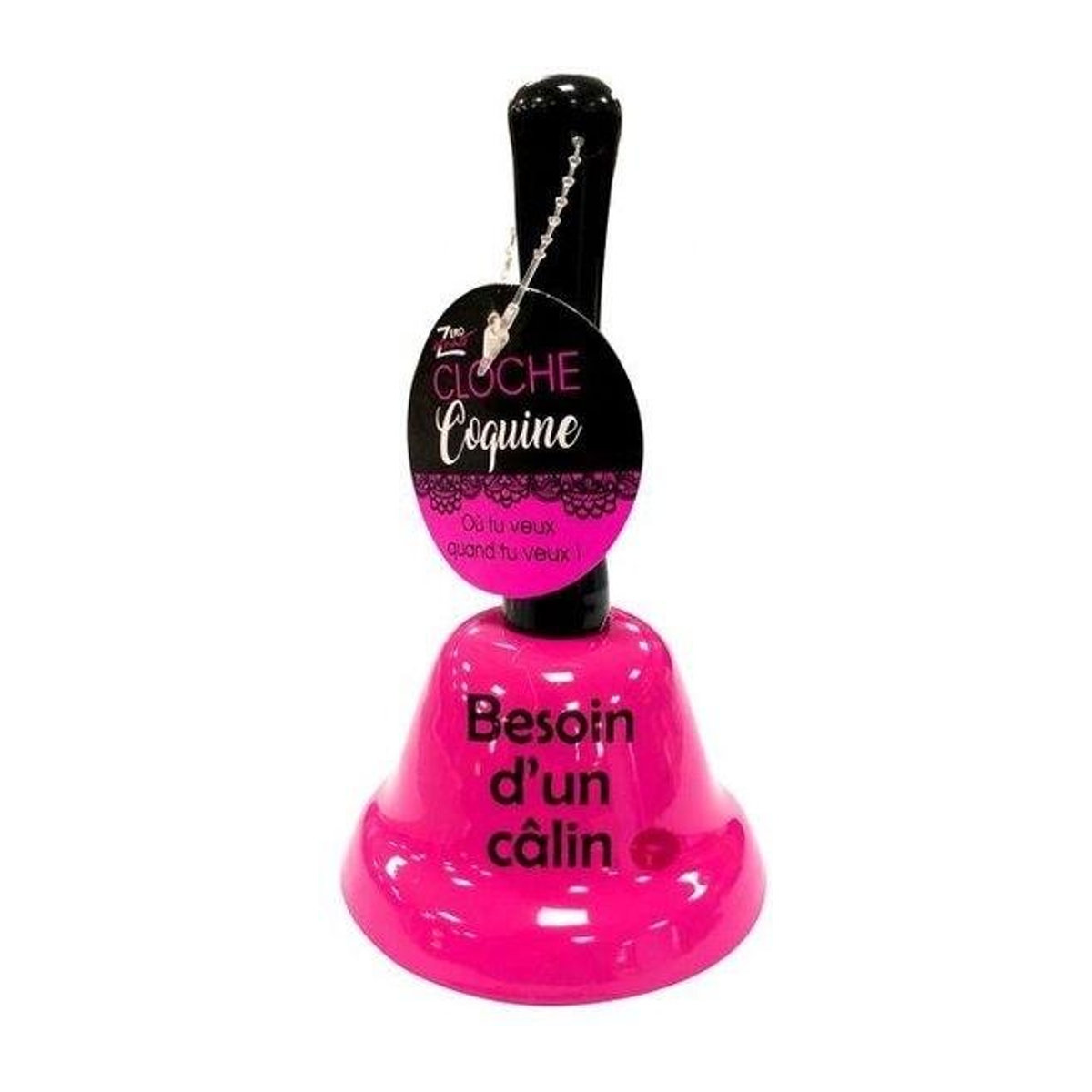 Eurowebbiz Glocke mit Inschrift braucht eine Umarmung in Pink aus Metall - Bild 1