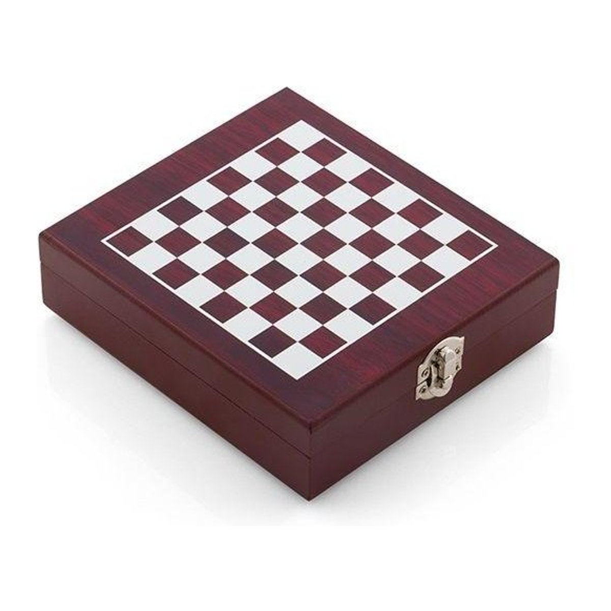 Eurowebbiz Schachbrett und Önologiekasten aus Holz und Edelstahl mit geometrischem Design - Bild 1