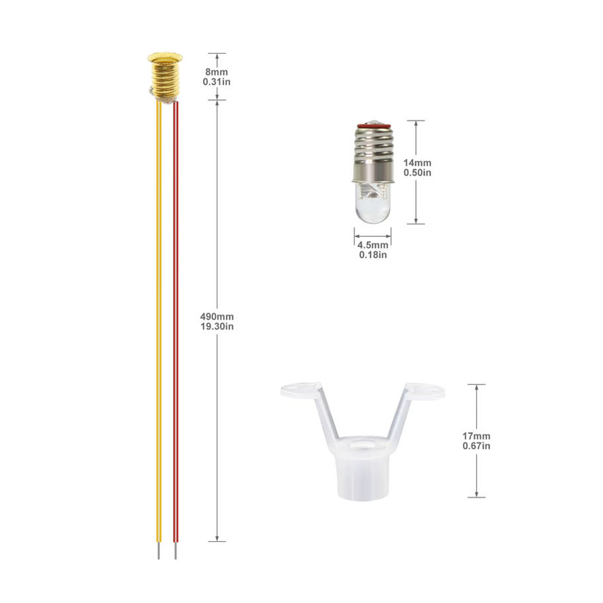 Evemodel 10 Stück warmweiße E5 E5,5 LED Schraubbirnen für HO/TT/N Skala E505 - Bild 2