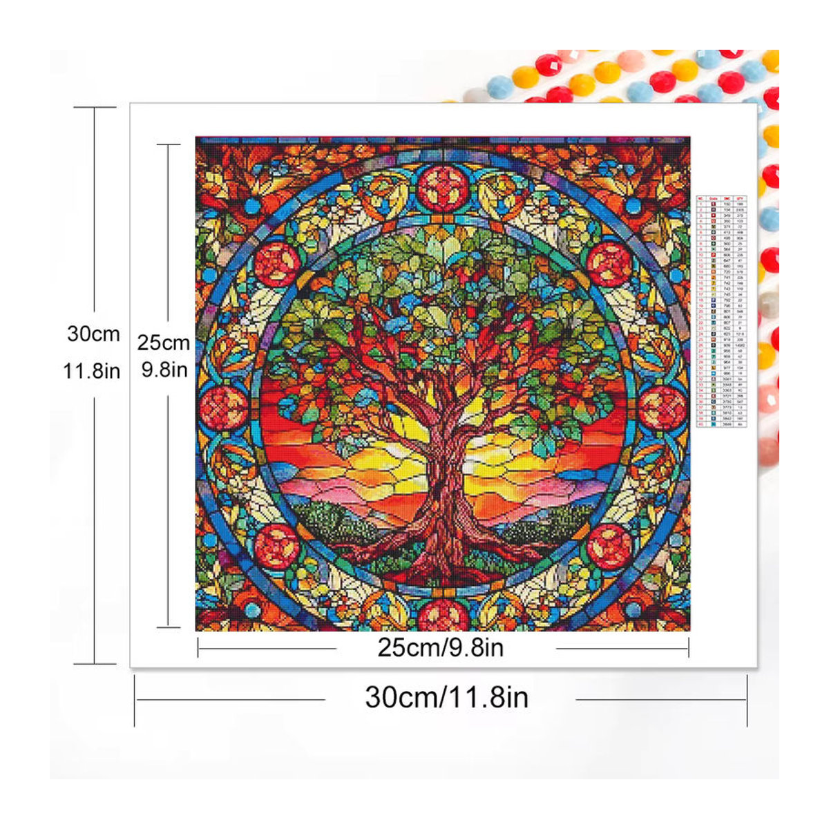 Ever shine Diamantmalerei DIY Landschaft mit Baum und floralen Motiven als 5D Mosaik Strass Bild in Mehrfarbig - Bild 2