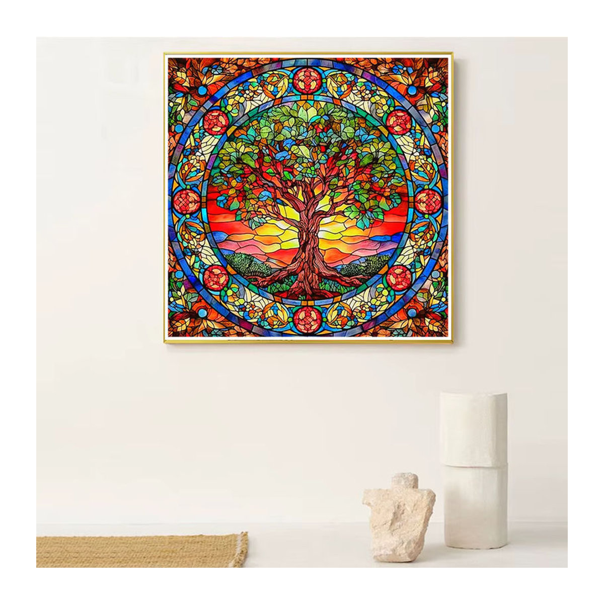 Ever shine Diamantmalerei DIY Landschaft mit Baum und floralen Motiven als 5D Mosaik Strass Bild in Mehrfarbig - Bild 3